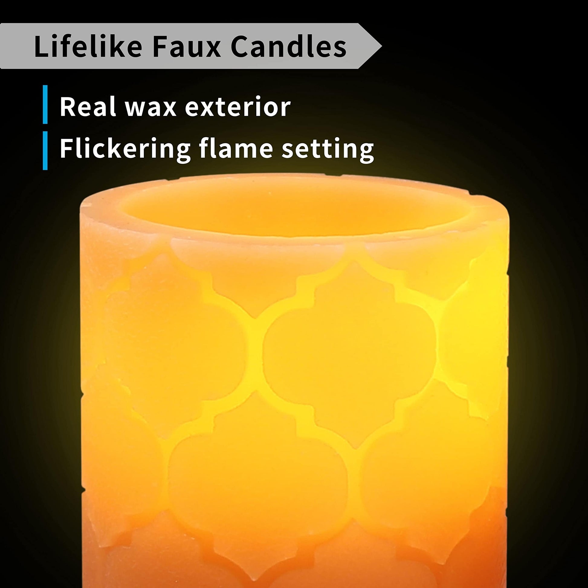 Furora Lighting - Velas LED de cera real, control remoto y temporizador, paquete de 8 (4 pilares y 4 votivas), velas sin llama con parpadeo para el hogar, incluye pilas, naranja, (Orange Nordic)
