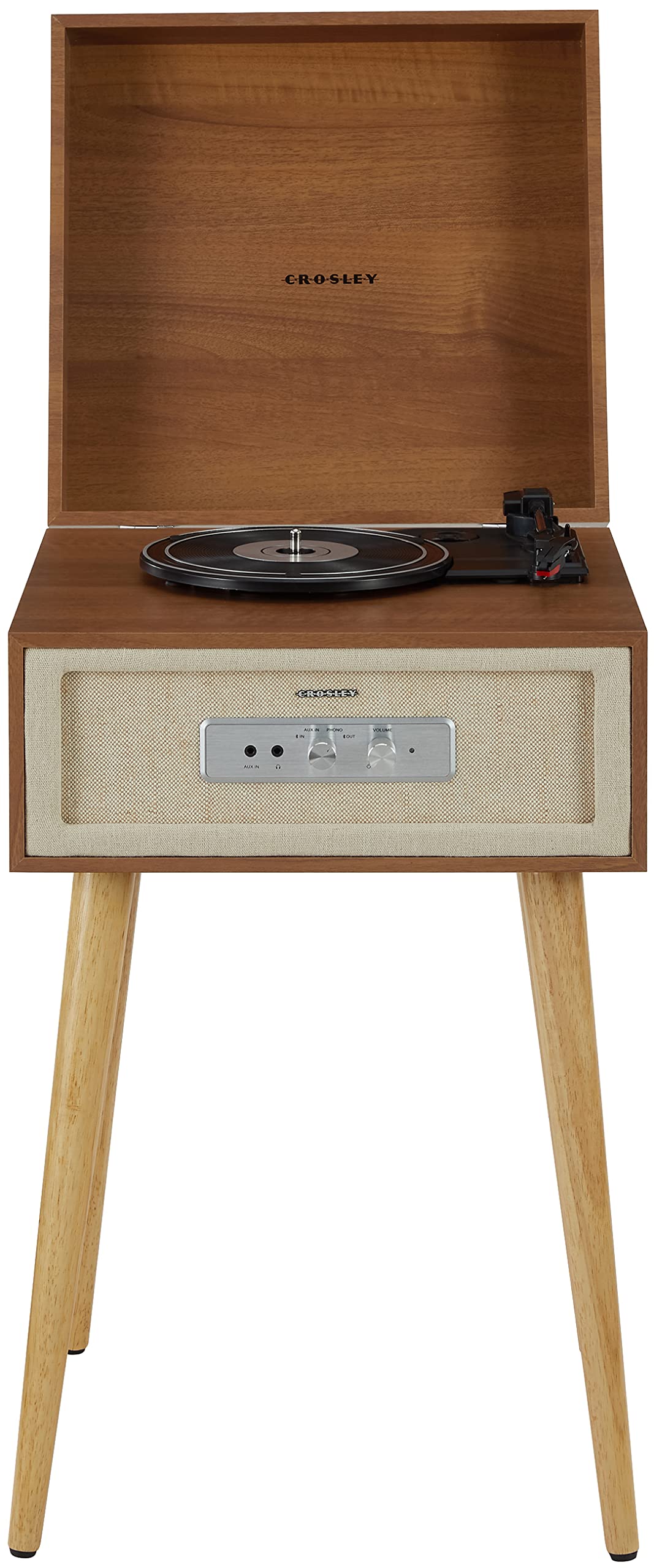 Crosley CR6235A-NA Rohe - Tocadiscos de Vinilo Bluetooth de 3 velocidades con Altavoces Integrados y Patas Desmontables, Natural