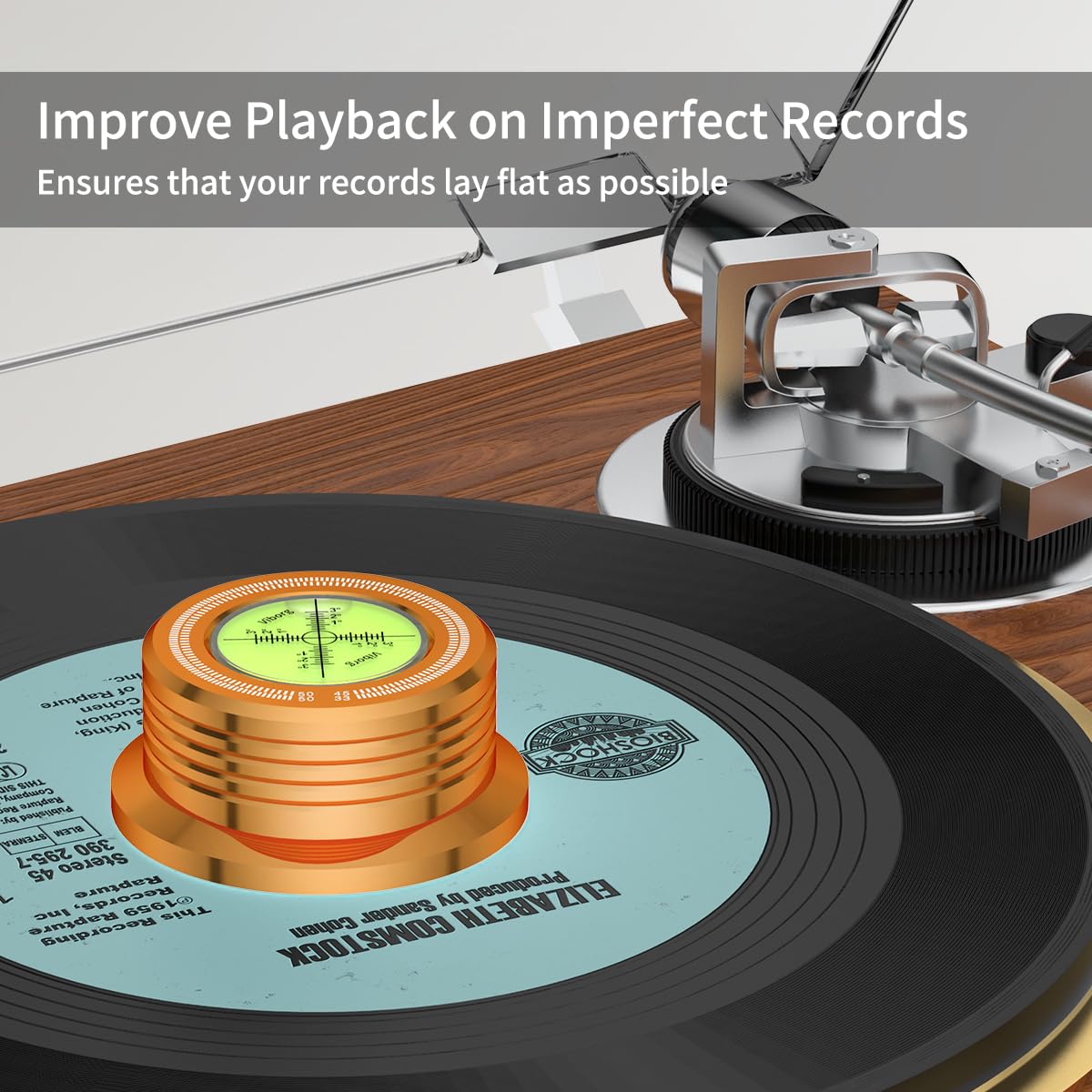 Viborg 50HZ 3 in 1 Record Clamp LP Disc Stabilizer Turntable Gold for Vibration Balanced