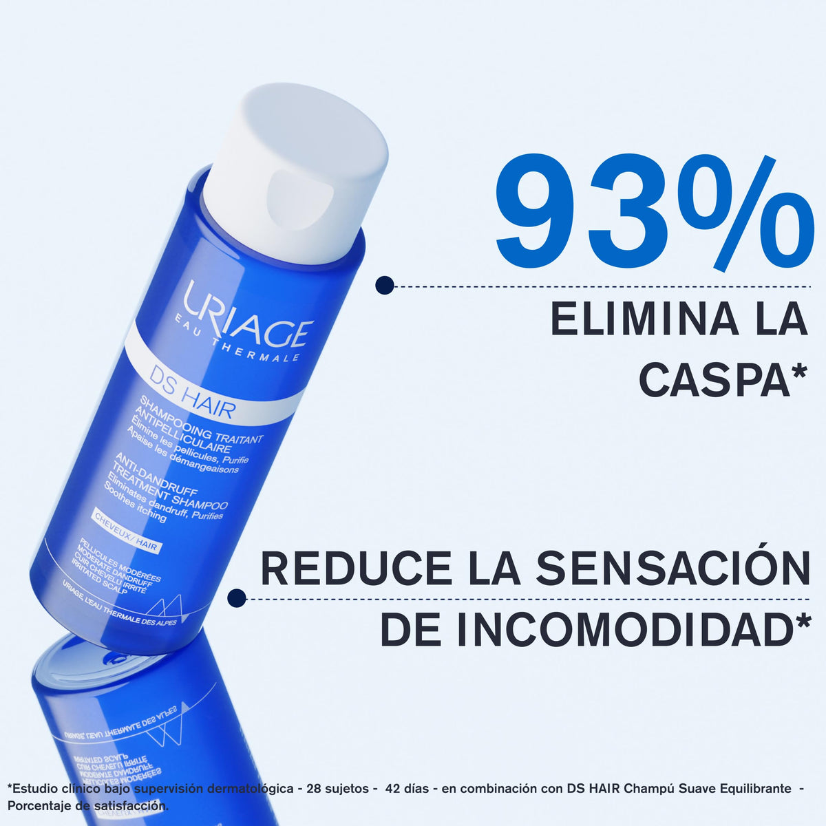Uriage DS Shampoo Caspa moderada con Piroctona Olamina 200ml - Elimina la Caspa Seca y Grasa, Reduce la Sensación de incomodidad. Deja el Cabello Brillante y de aspecto saludable - Champú Espuma Cremosa, Aroma Fresco y Floral - Sin Jabón