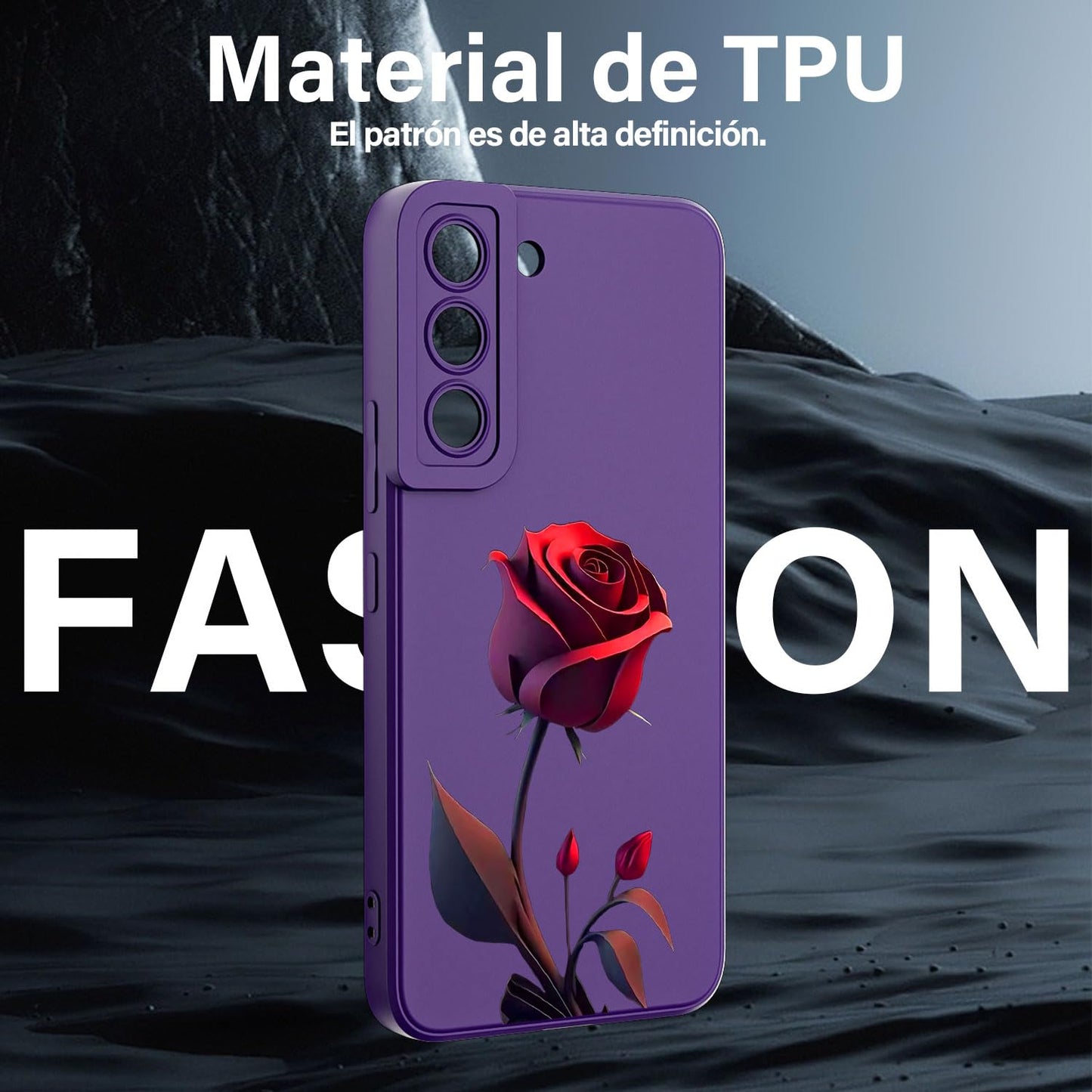 Threehao Funda para Samsung Galaxy S22 Case Uso Rudo, Ultra Delgado Flexible Silicona Púrpura Carcasa con Aesthetic Dibujos Flores, Antigolpes Anti-arañazos Protectora