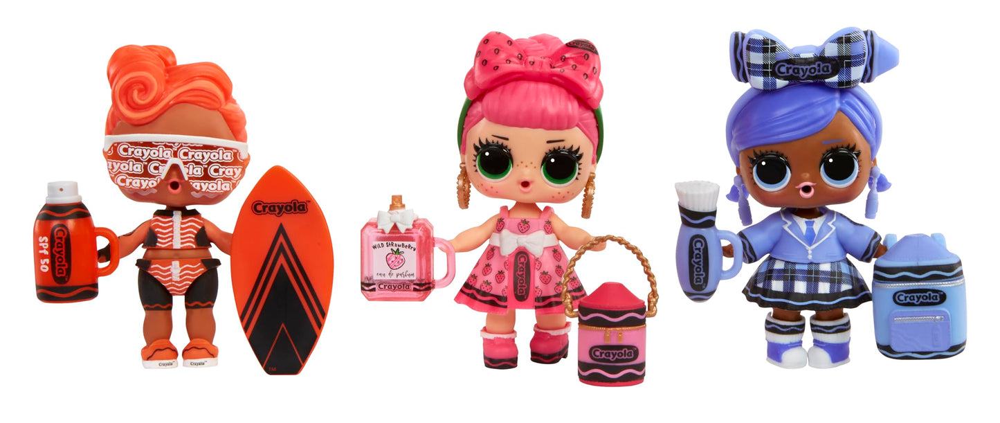 L.O.L. Surprise! Loves Crayola - Muñecas de Colores con crayones - 7 sorpresas, incluida una muñeca Sorpresa Coleccionable - Edad: 3+ años