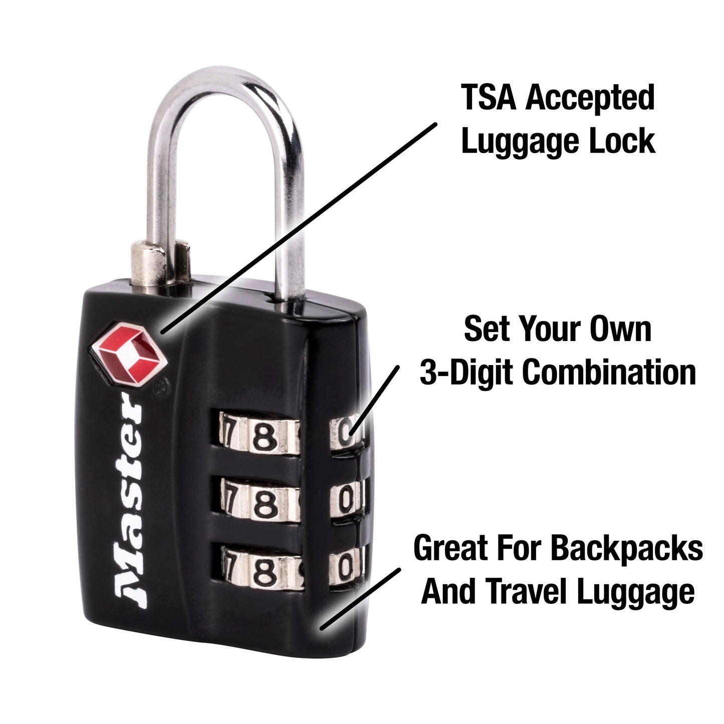 Candado para Equipaje Master Lock 30 mm Negro