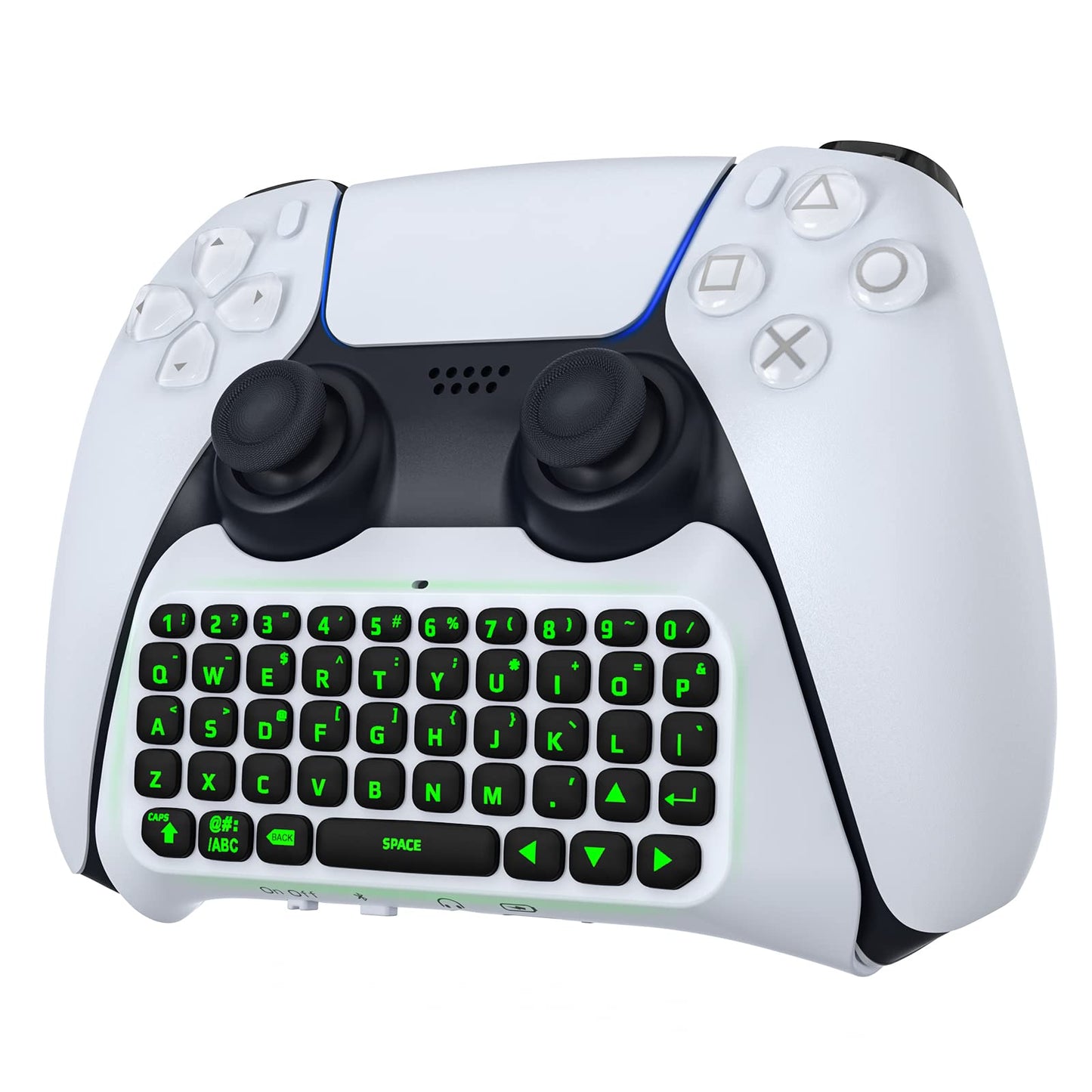 Teclado Retroiluminado Verde MoKo Blanco con Altavoz y Jack de Audio para Controlador PS5