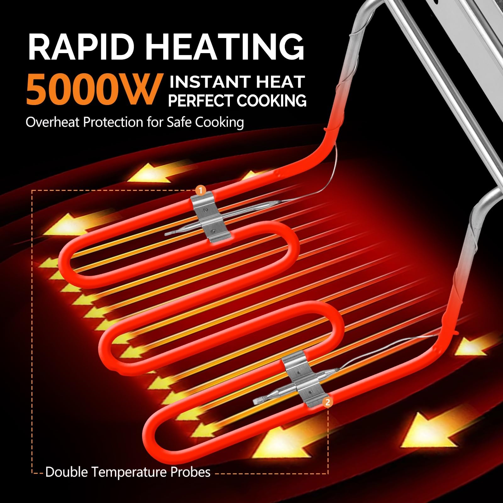 Freidora Eléctrica OLYM STORE Acero Inoxidable 12.7 Cuartos con 2 Cestas y Doble Temperatura Ajustable