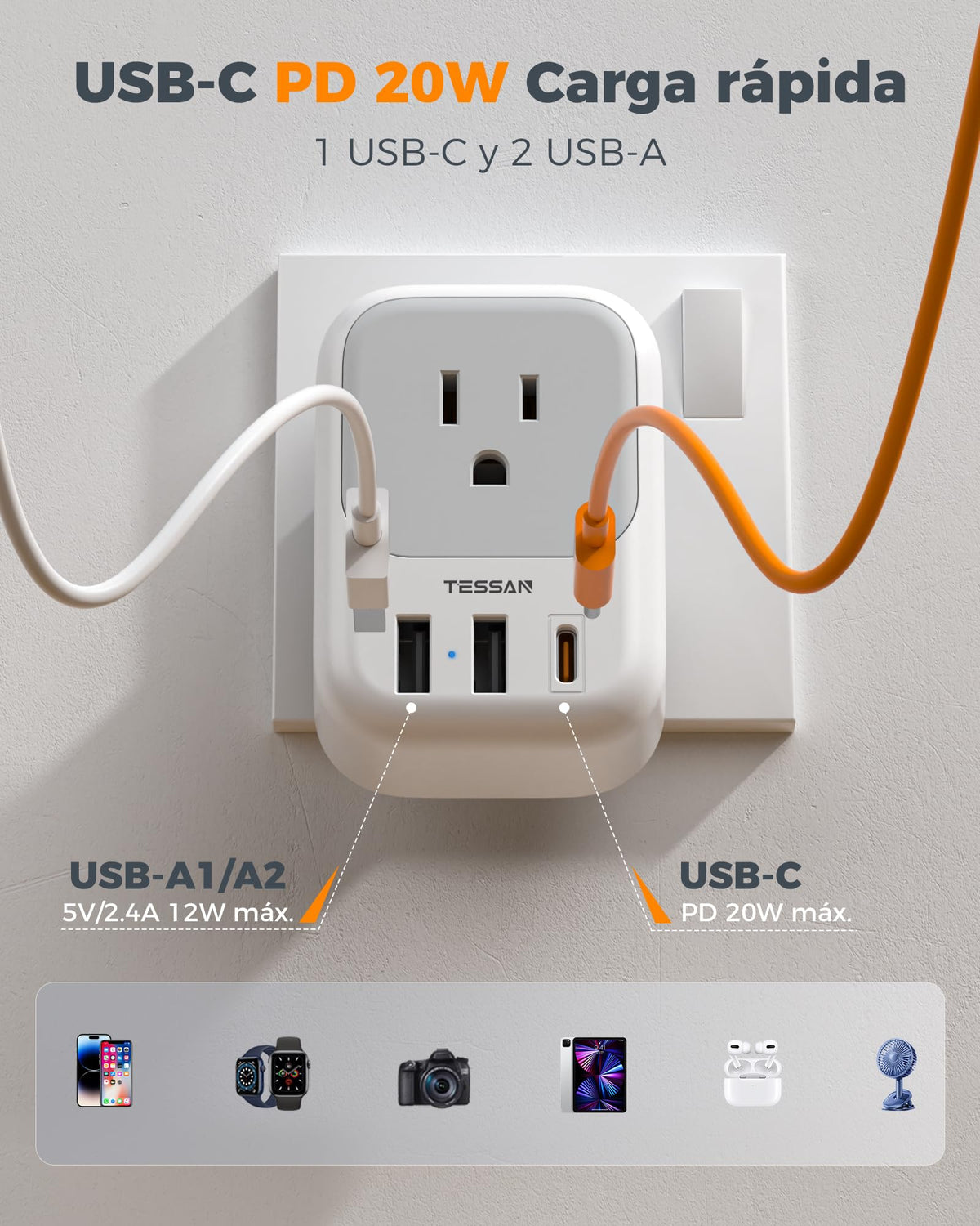 Adaptador de Viaje TESSAN Brasil Enchufe Brasileño