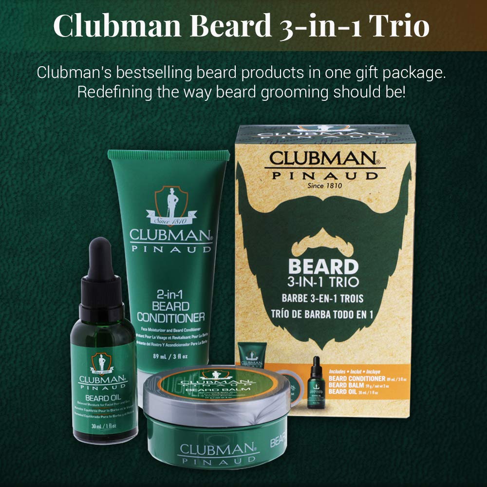 Clubman Clubman beard 3 in 1 trio - beard balm, oil and 2 in 1 conditioner