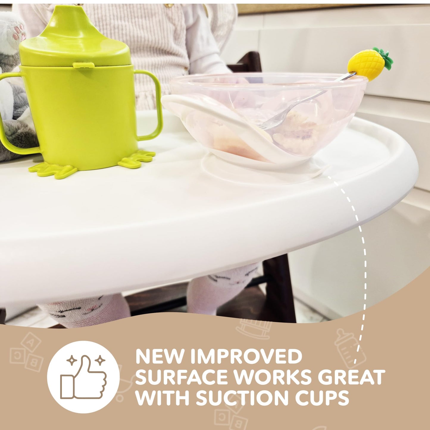 Bandeja para silla alta compatible con silla Stokke Trip Trap, color blanco brillante, diseño curvado ergonómico, sin BPA, fácil de montar