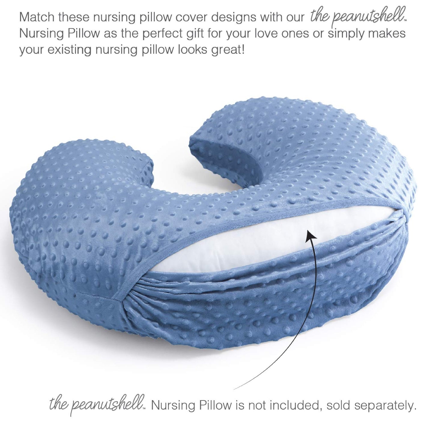 The Peanutshell - Juego de fundas de almohada de lactancia para bebés niños o niñas | Dinosaurio y lunares azul marino | 2 unidades