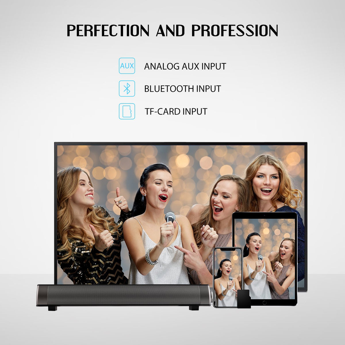 Barra de Sonido TV Soundbar Bluetooth Inalámbrico y con Cable Surround para Teatro en Casa