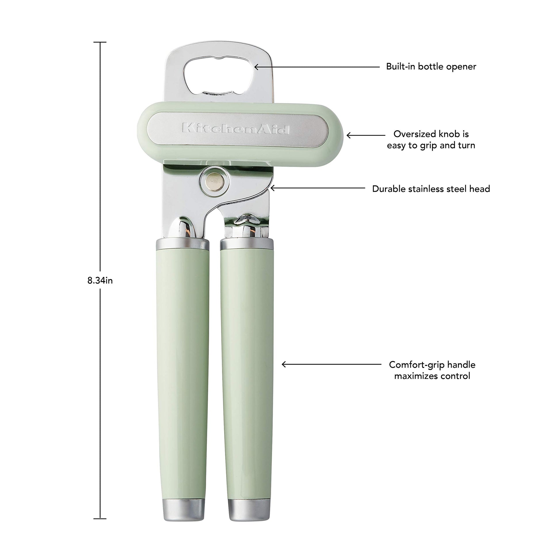 KitchenAid Abridor de latas/abrebotellas multifunción clásico, 8.34 pulgadas, pistacho