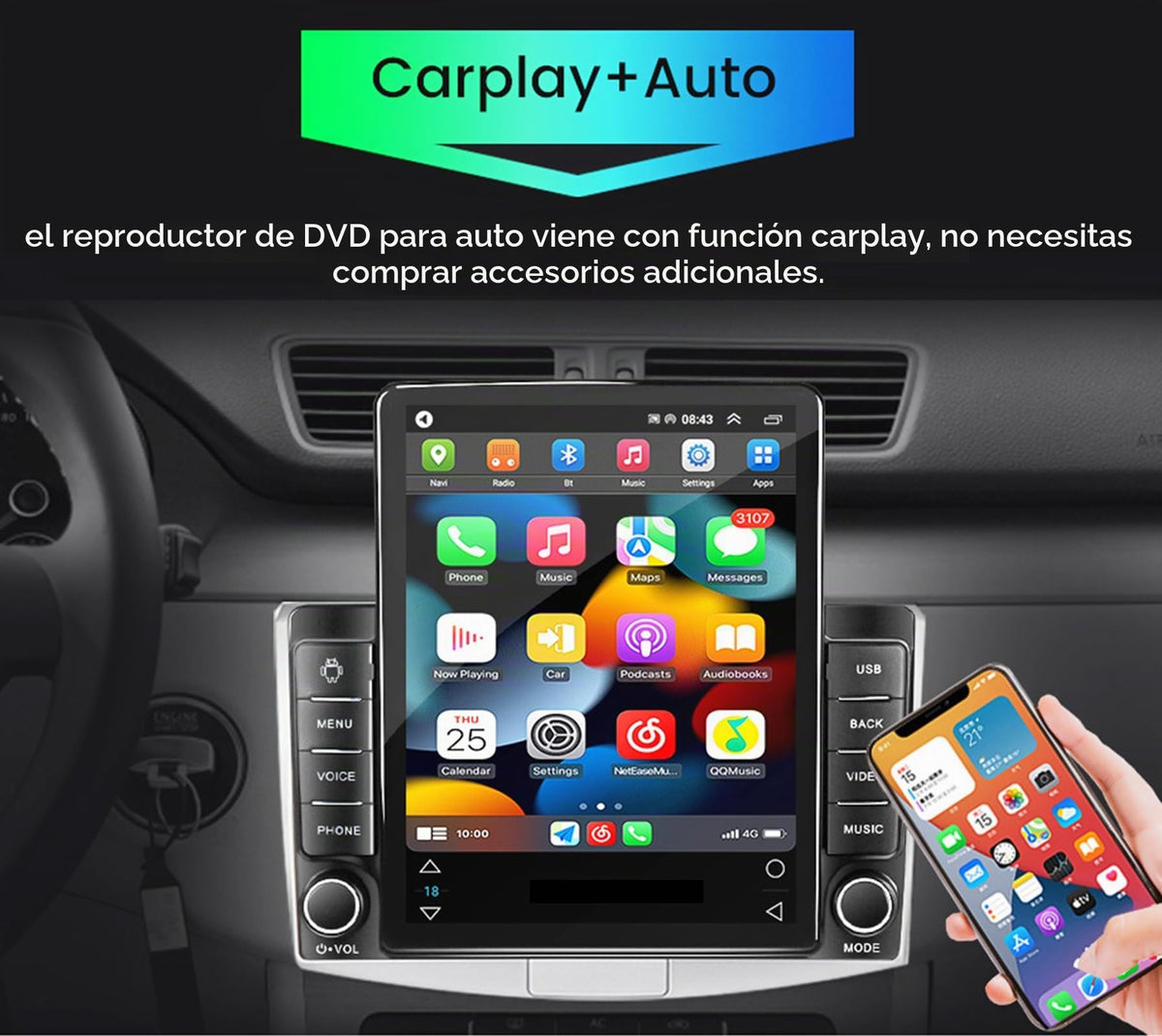 Radio Android Jeep Wrangler JK Rubicon 9.7 Pulgadas Pantalla Táctil Tesla Style 4GB+64GB Con GPS para 2007-2018