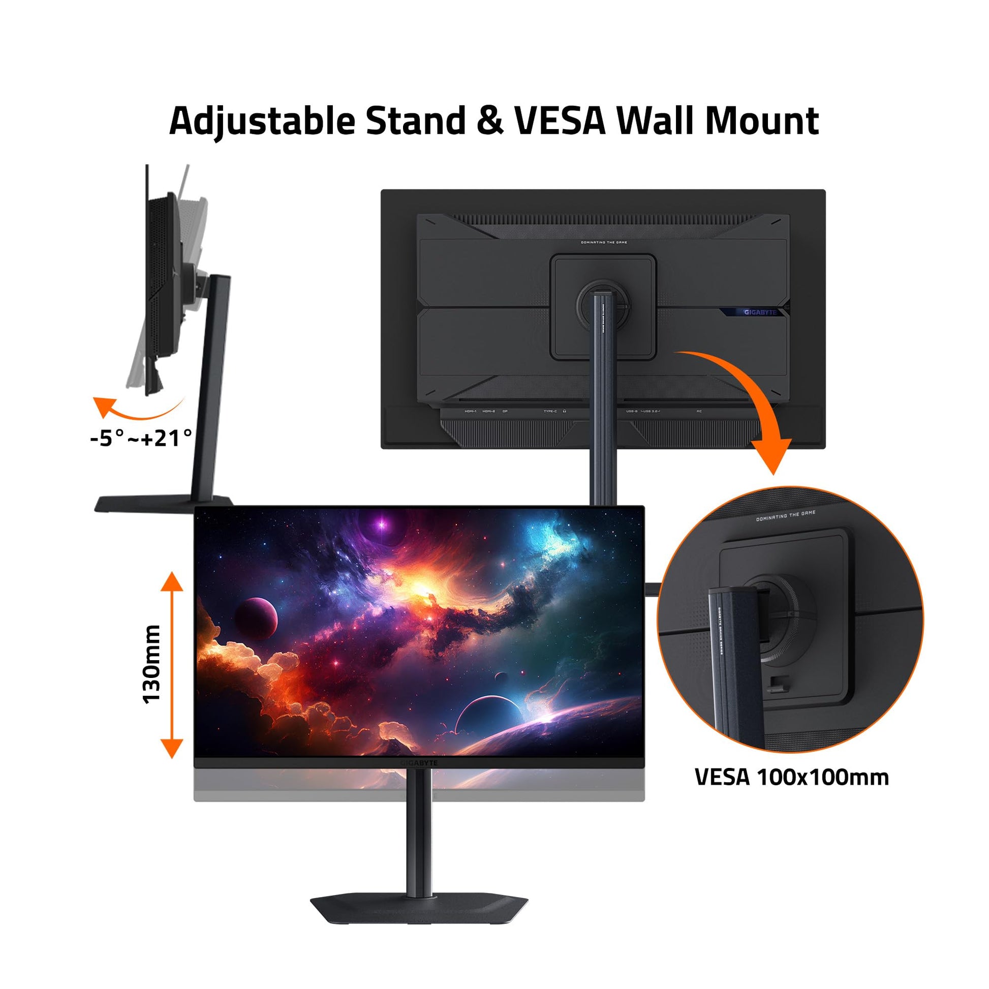 GIGABYTE - Monitor para juegos QD-OLED MO27Q2-27 - QHD 2560x1440-240Hz - 0.03ms GTG - AMD FreeSync Premium Pro - KVM tipo C - HDMI, DP - Altura ajustable - Negro