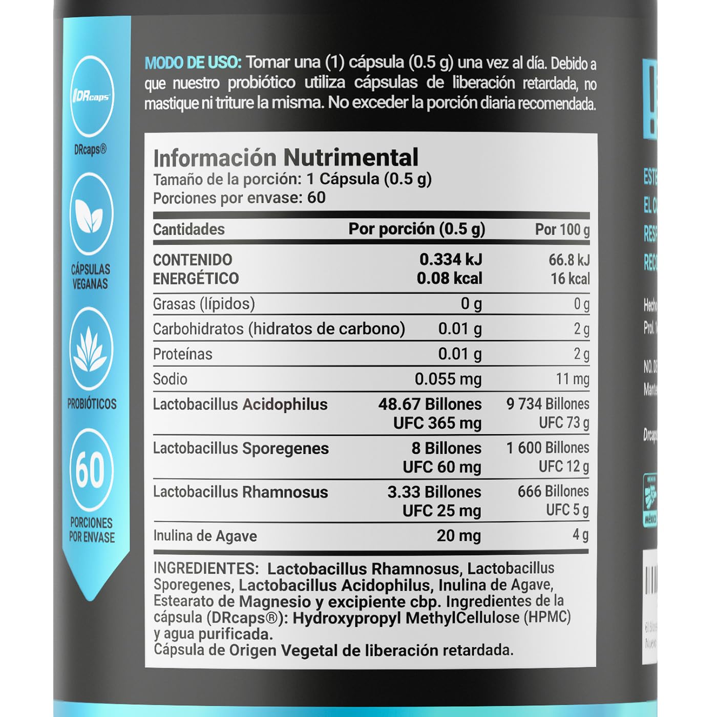 B Life Probióticos 60 Billones UFC | 60 Cápsulas | 3 Cepas De Probióticos | Liberación Retardada | Tecnología Patentada DRcaps | Adicionados Con Inulina De Agave | 60 Billion Probiotics.