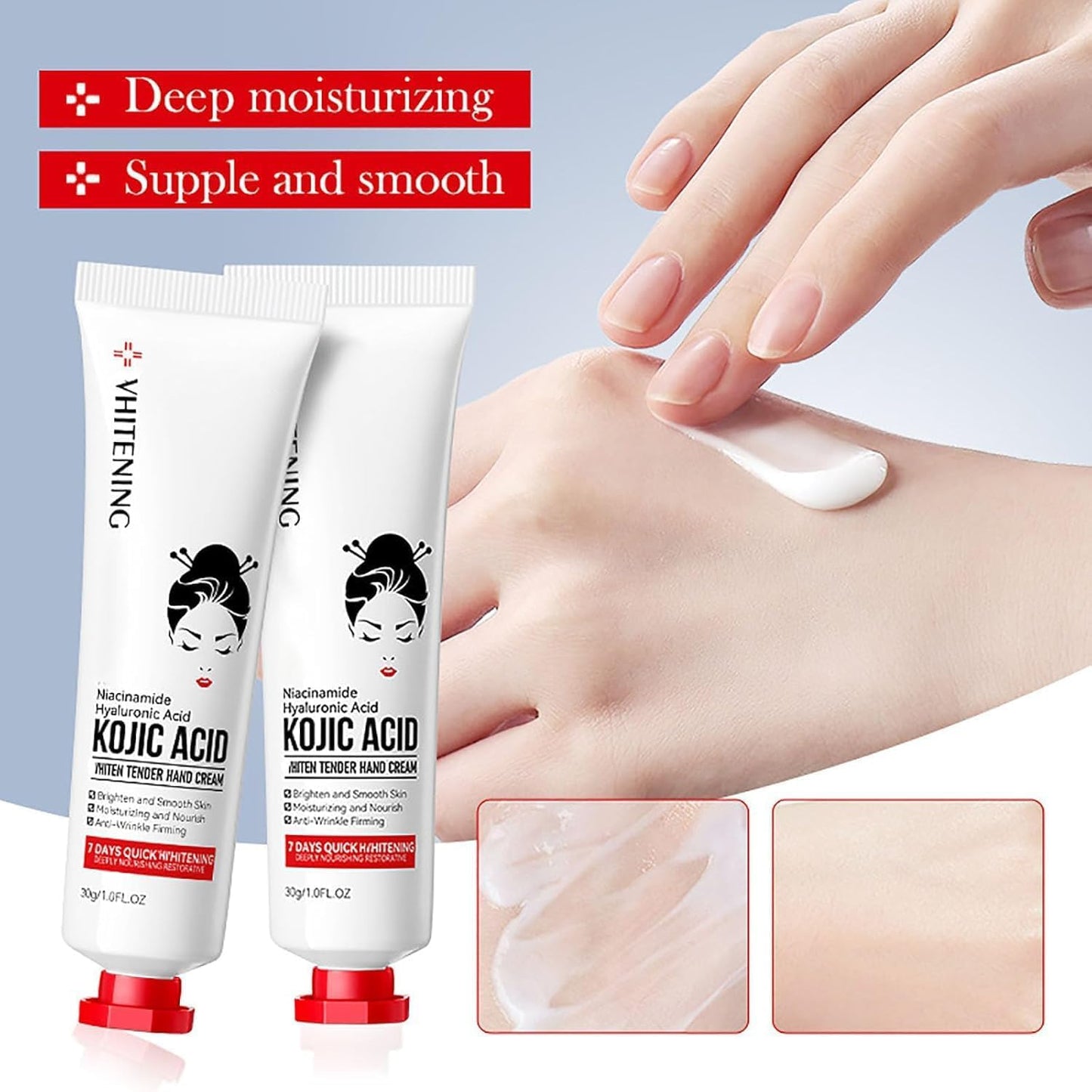 Crema de manos con Kojic Acid para mujeres - Hidratante 30g (2 piezas)
