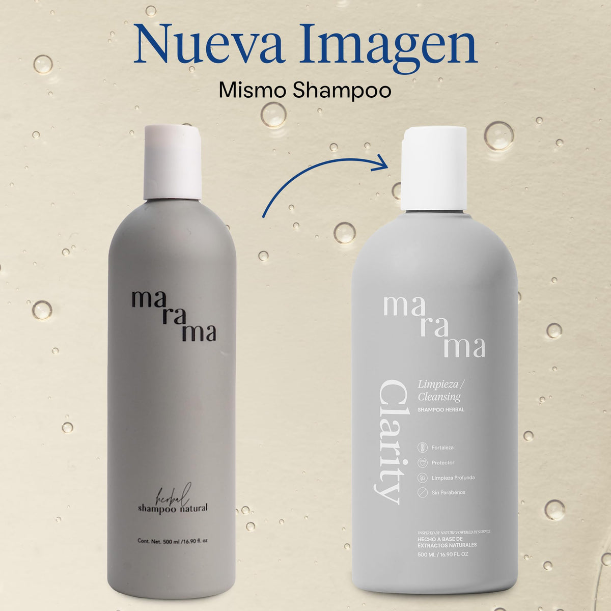 MARAMA | Clarity Shampoo sin Parabenos - Herbal Shampoo - 500 ml | Fortalece - Tratamiento para Pelo Maltratado - Anticaspa - Anti Frizz Cabello | Vegano - Cruelty-Free