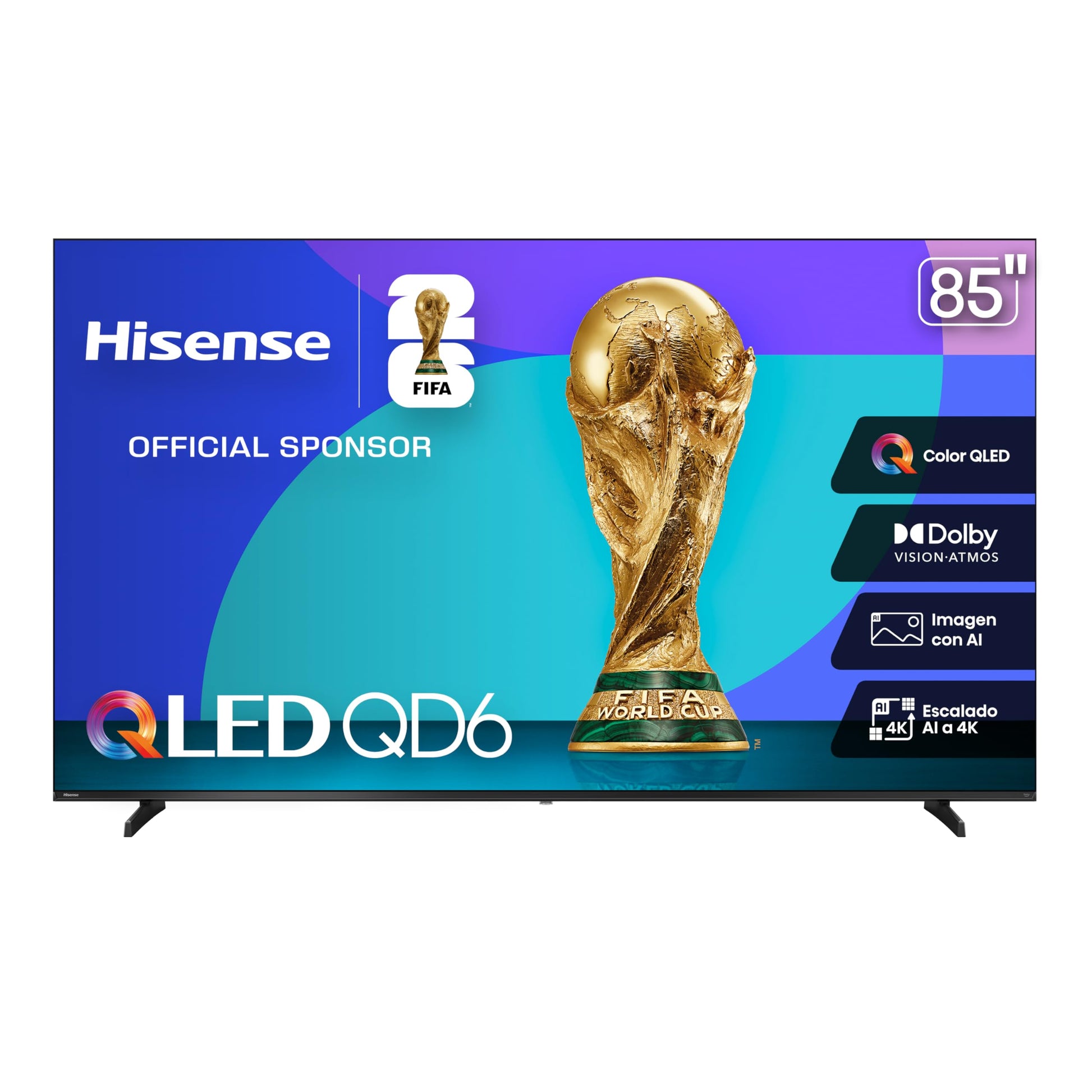 Hisense Television QD6QFM (Modelo 2025) Pantalla 85 Pulgadas,QLED Smart Fire TV UHD 4K,Control Remoto por Voz con Alexa,Escalado AI a 4K,Dolby Vision Atmos, Modo de Juego Plus