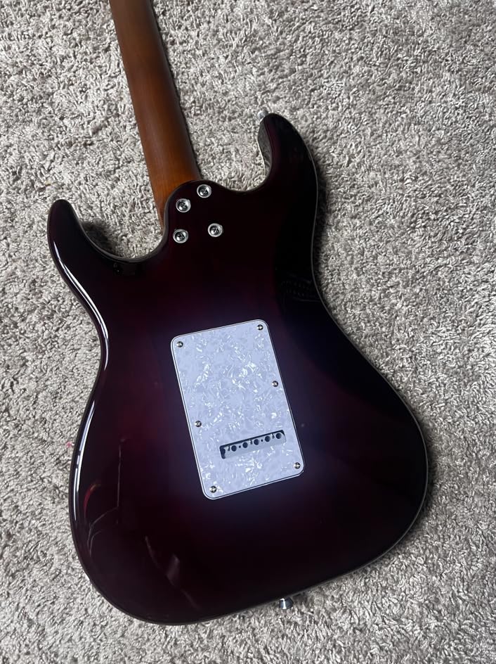 Jet Guitars JS450 TBK Strat Guitarra, pastillas HSS Alnico, cuerpo de tilo sólido con tapa de arce llama, cuello de arce tostado de 22 trastes, afinadores de bloqueo, trémolo de 2 puntos