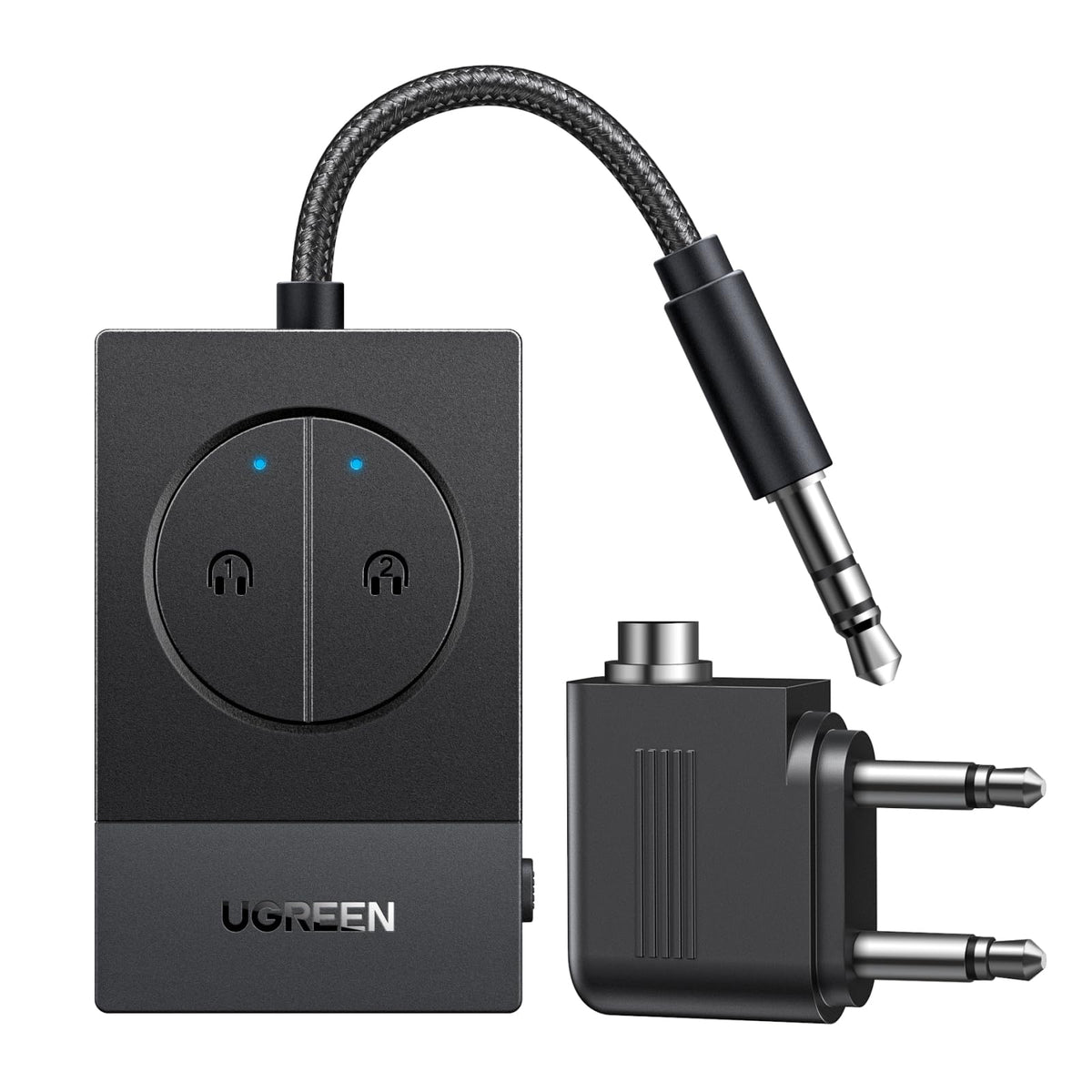 Transmisor Bluetooth 5.4 UGREEN Negro con Batería 19h para Avión