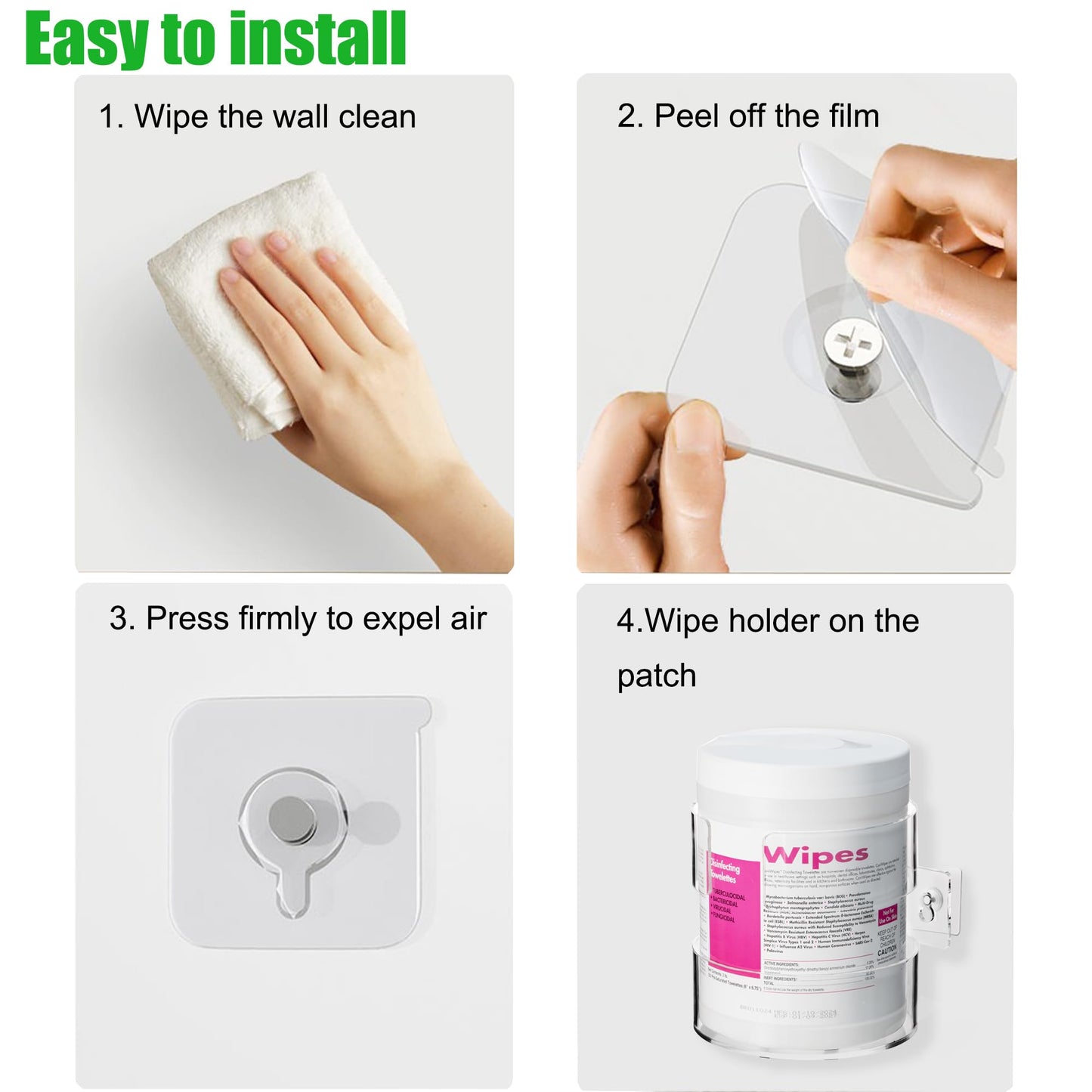 Heyrelda - Soporte para toallitas de limpieza resistentes, acrílico transparente para montaje en pared, dispensador de toallitas de limpieza para hospital, cocina, oficina, cochera (5 pulgadas de
