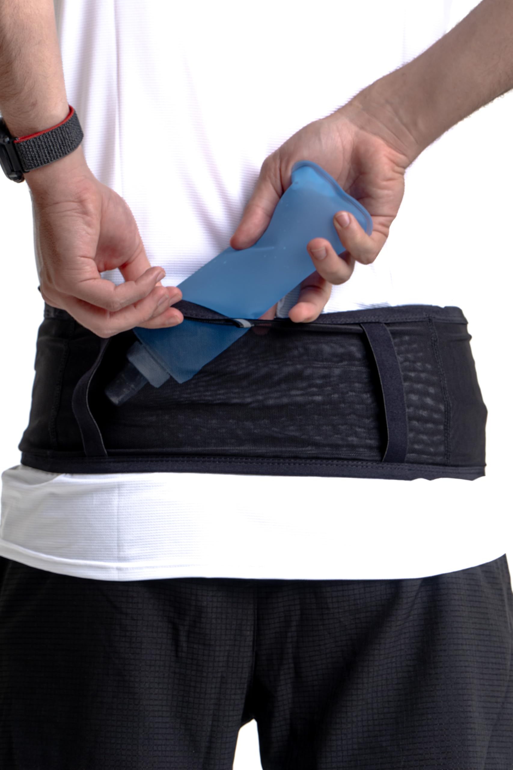 Cangurera Deportiva, Bolsa Deportiva con Cinturón Elástico y Bolsillos de Auricular y Llaves, Riñoneras Deportivas de Hombres y Mujeres para Correr (Large)