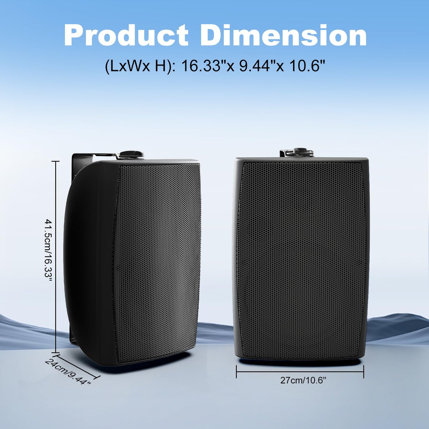 Herdio 8 pulgadas 600 W - Altavoces pasivos impermeables con cable con graves potentes, montaje en pared, sistema de sonido fuerte duradero, adecuado para patio, jardín, porche, patio trasero, cine en