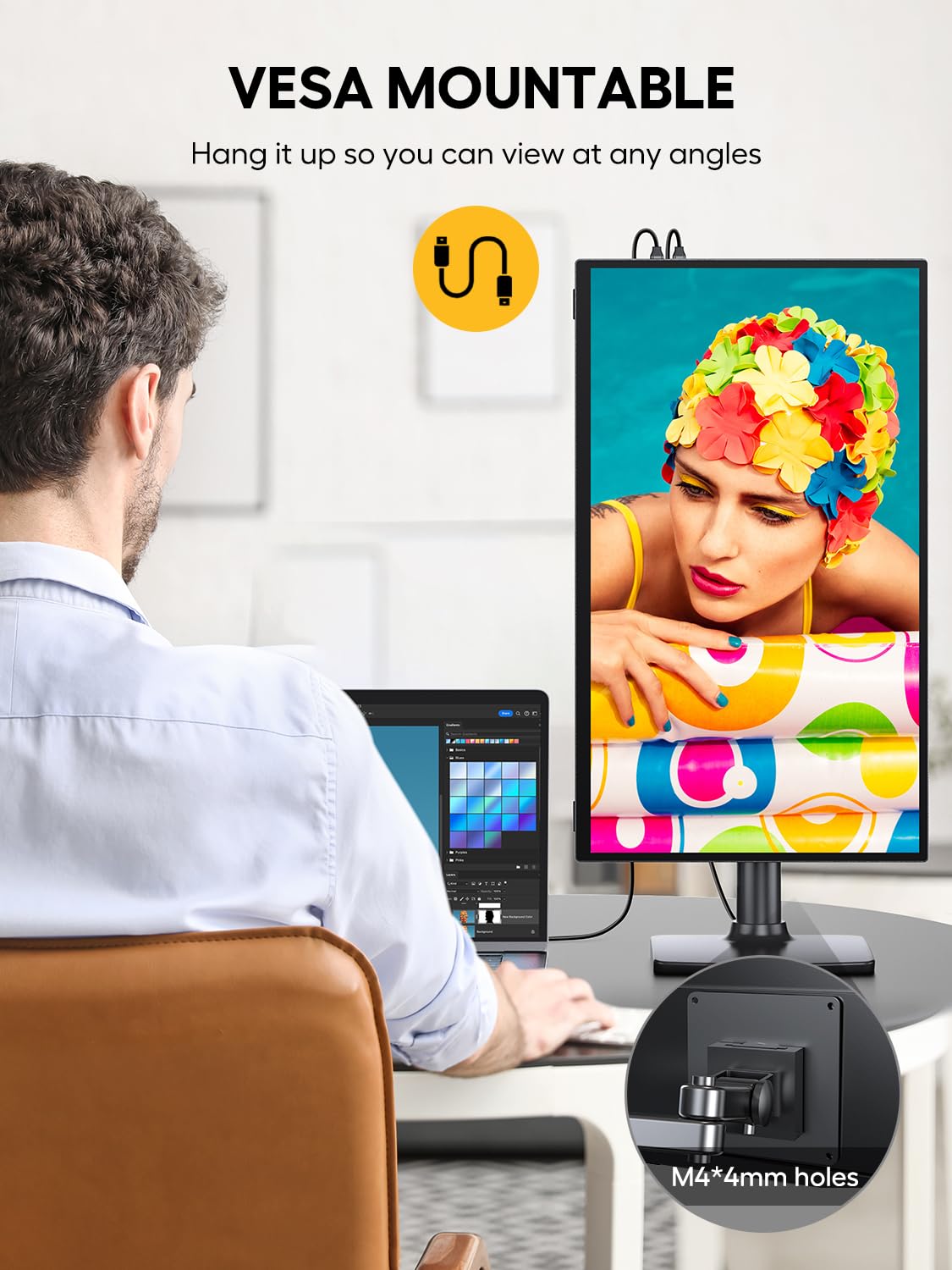Monitor Portátil UPERFECT 18.5'' Touchscreen Negro 120hz con VESA y Soporte Ajustable 180° para Laptop Switch Phone