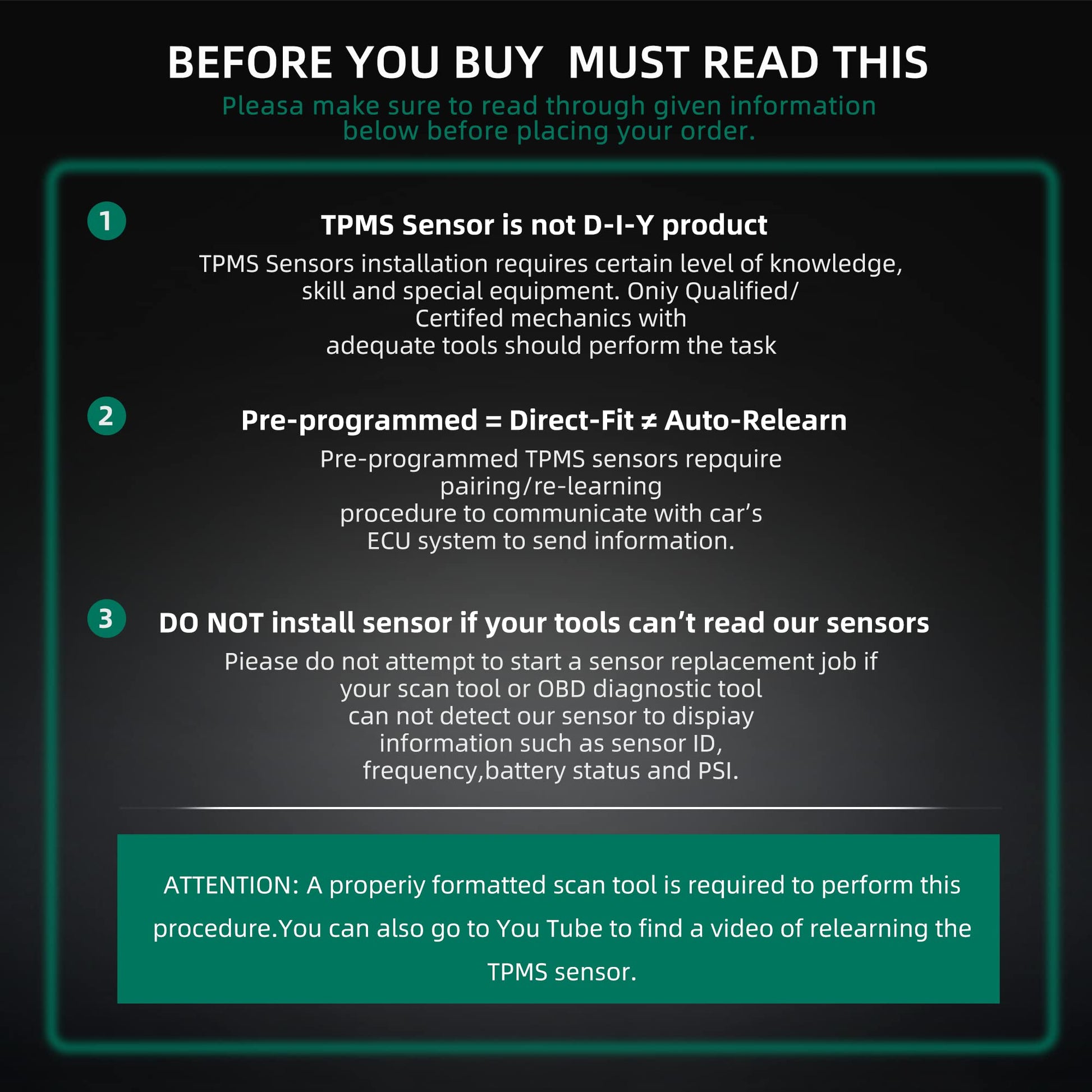 TPMS Sensor, 315MHZ 13598771 Sistema de monitor de presión de neumáticos para GM| GMC | Chevy | Buick | Cadillac Replace#13598772,13586335,13581558,20923680