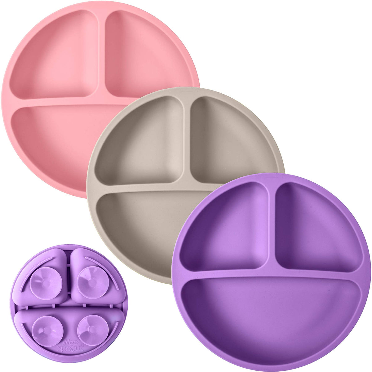 WeeSprout Platos de succión para bebés y niños pequeños - 100% silicona