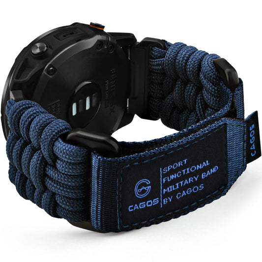 CAGOS - Correas de paracaídas compatibles con Garmin Fenix 5X/6X/7X, Tactix Delta, Quickfit 26, correas deportivas de nailon resistentes para hombres, Azul, 26 mm, Pulsera