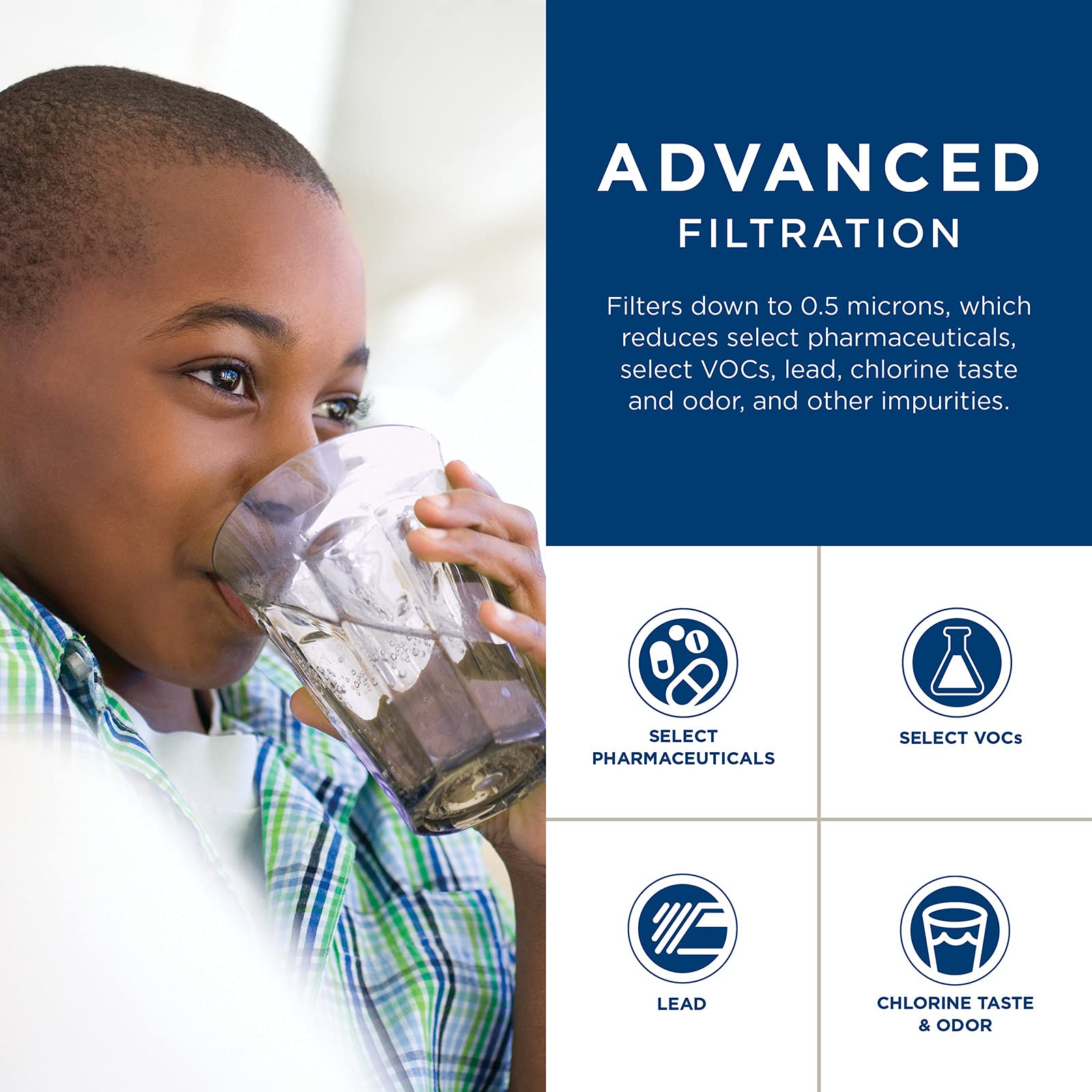 GE FQK1K Filtro de agua debajo del fregadero, repuesto para sistema de filtración de agua, fácil instalación, reduce sedimentos, óxido y otras impurezas del agua, reemplaza cada 6 meses para obtener