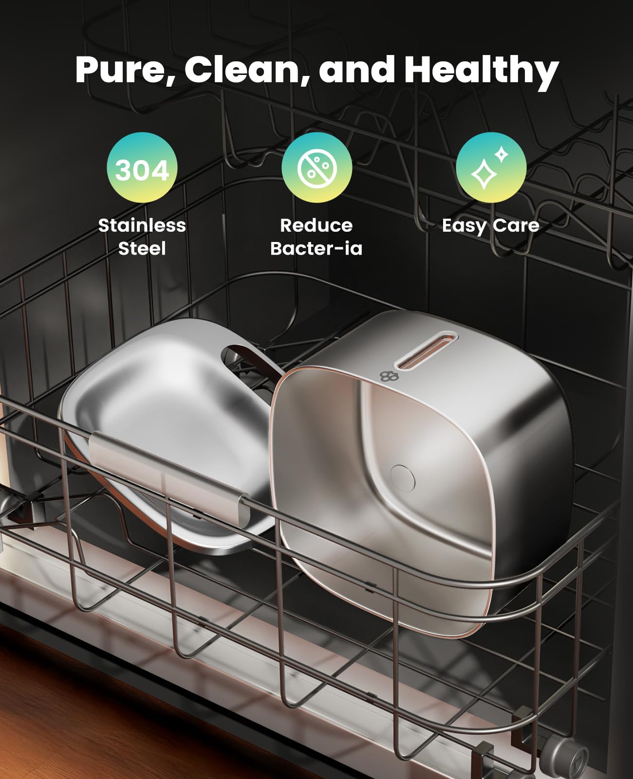 Fuente de Agua Inalámbrica oneisall Acero Inoxidable con Filtros de Repuesto para Gatos en Interiores