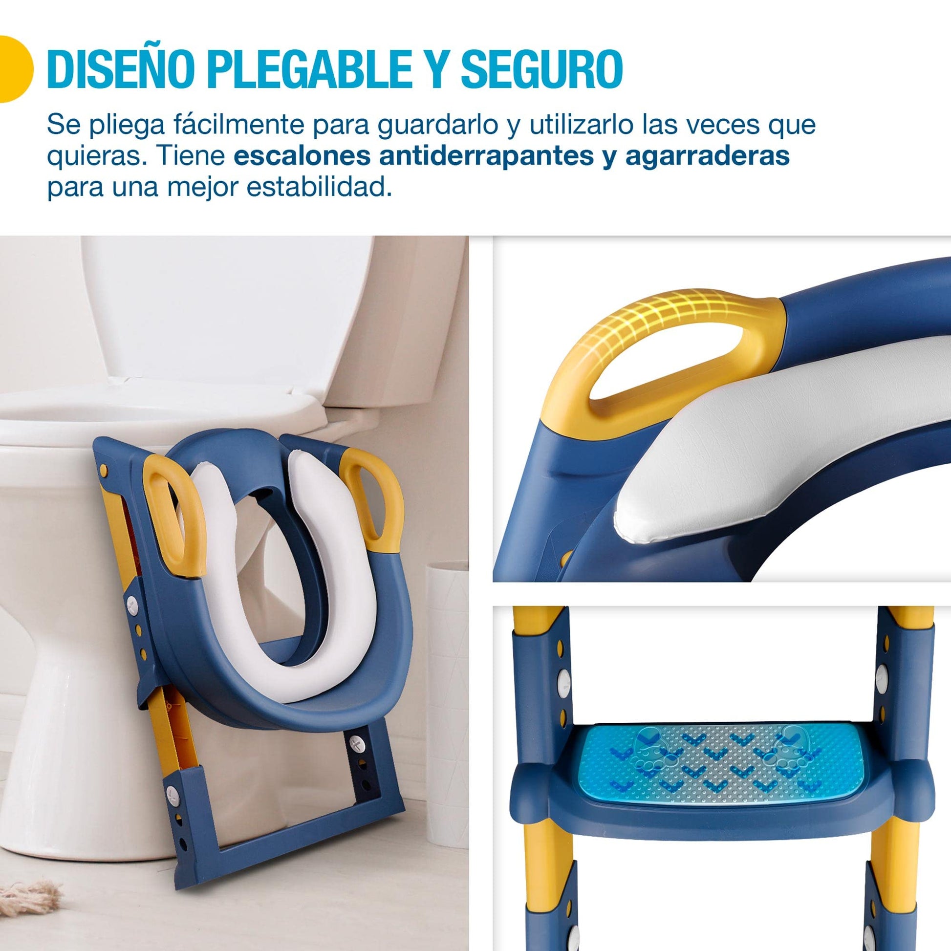 Asiento de Entrenamiento SHIMY Azul con Escalera Antideslizante para Niños