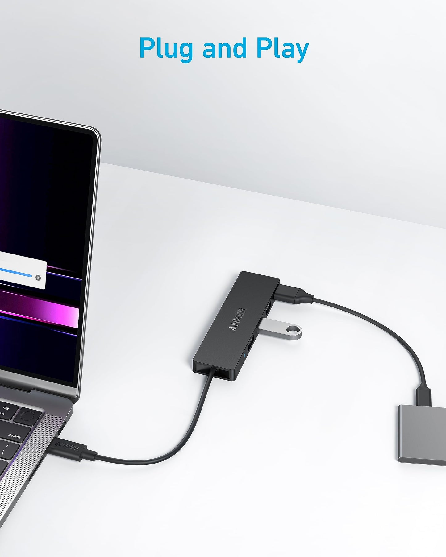 Hub USB 3.0 Anker Negro Ultrafino para MacBook y Más