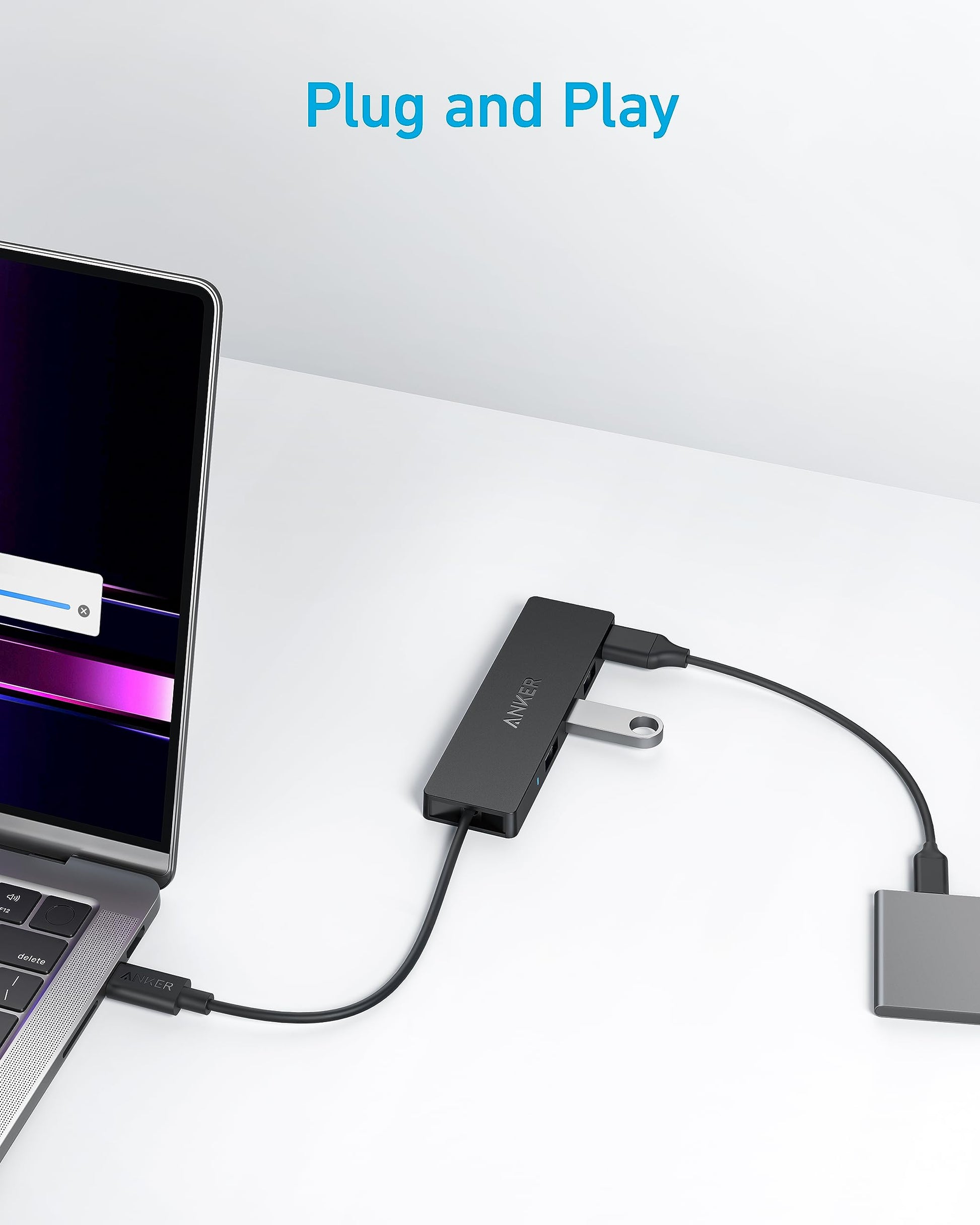 Hub USB 3.0 Anker Negro Ultrafino para MacBook y Más