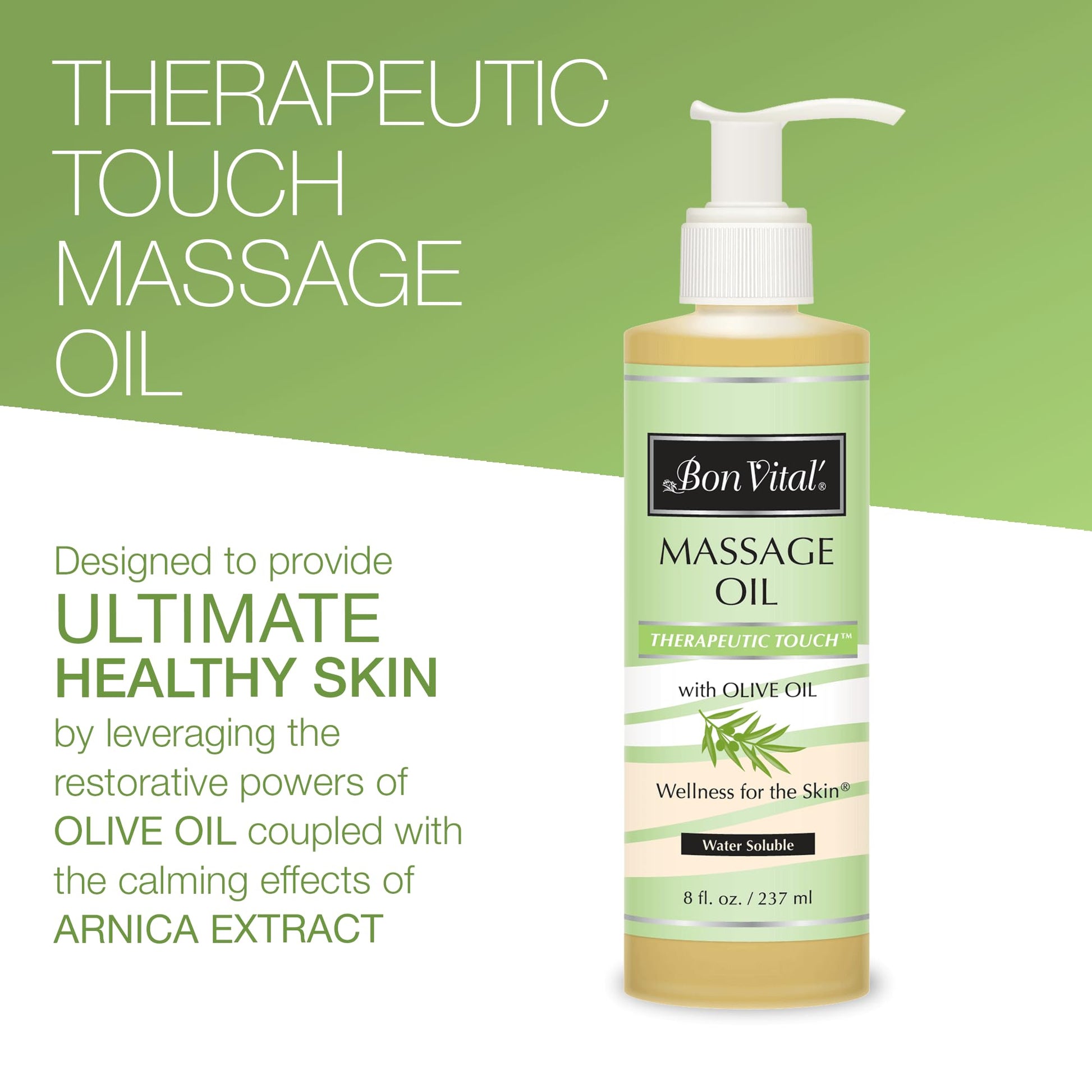 Bon Vital Therapeutic Touch Massage Oil, 8 oz. Jar with Pump