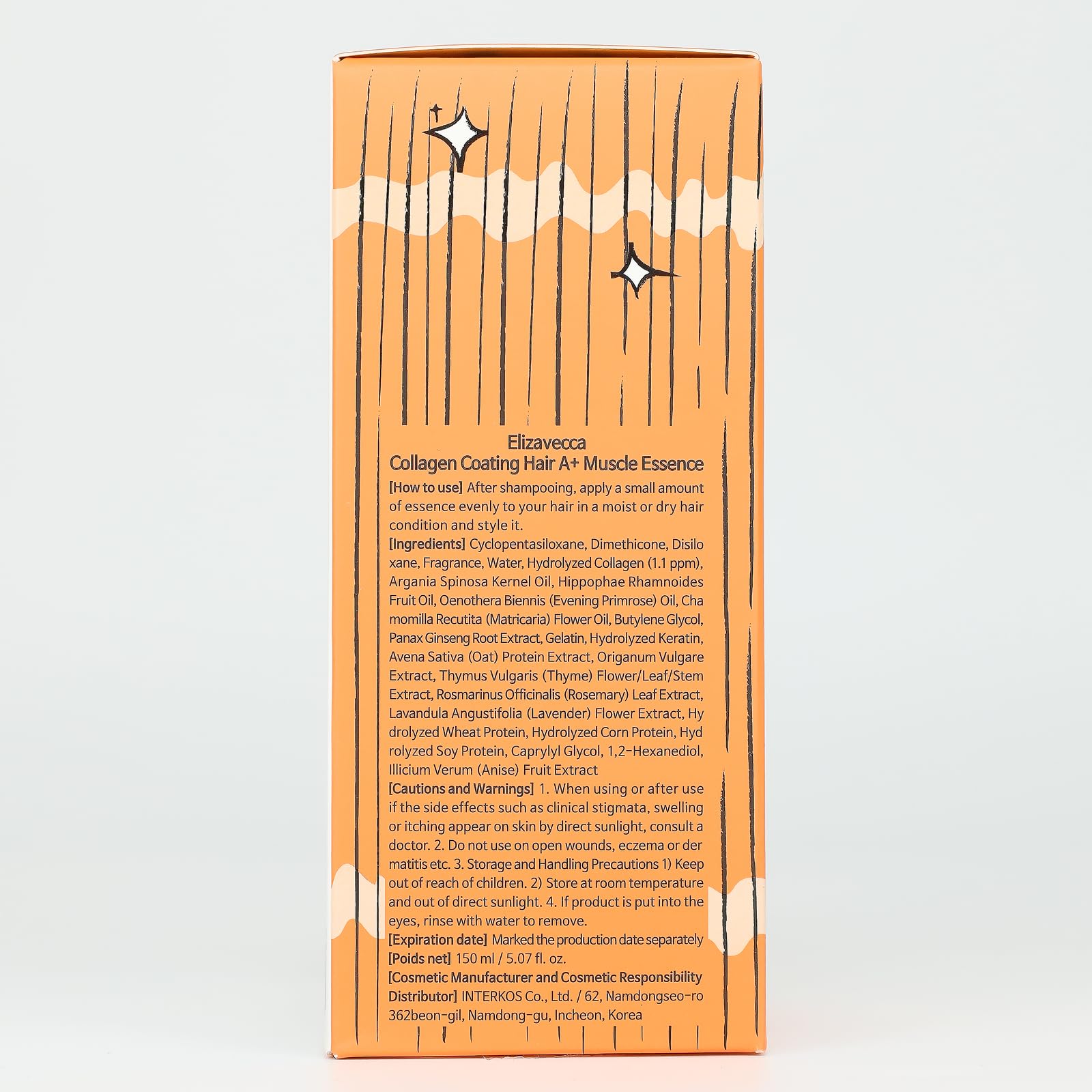 Elizavecca CER-100 Recubrimiento de colágeno Esencia muscular del cabello, 150 ml/5.07 onzas líquidas - Aceite de tratamiento sin enjuague para cabello seco y natural | K-Beauty