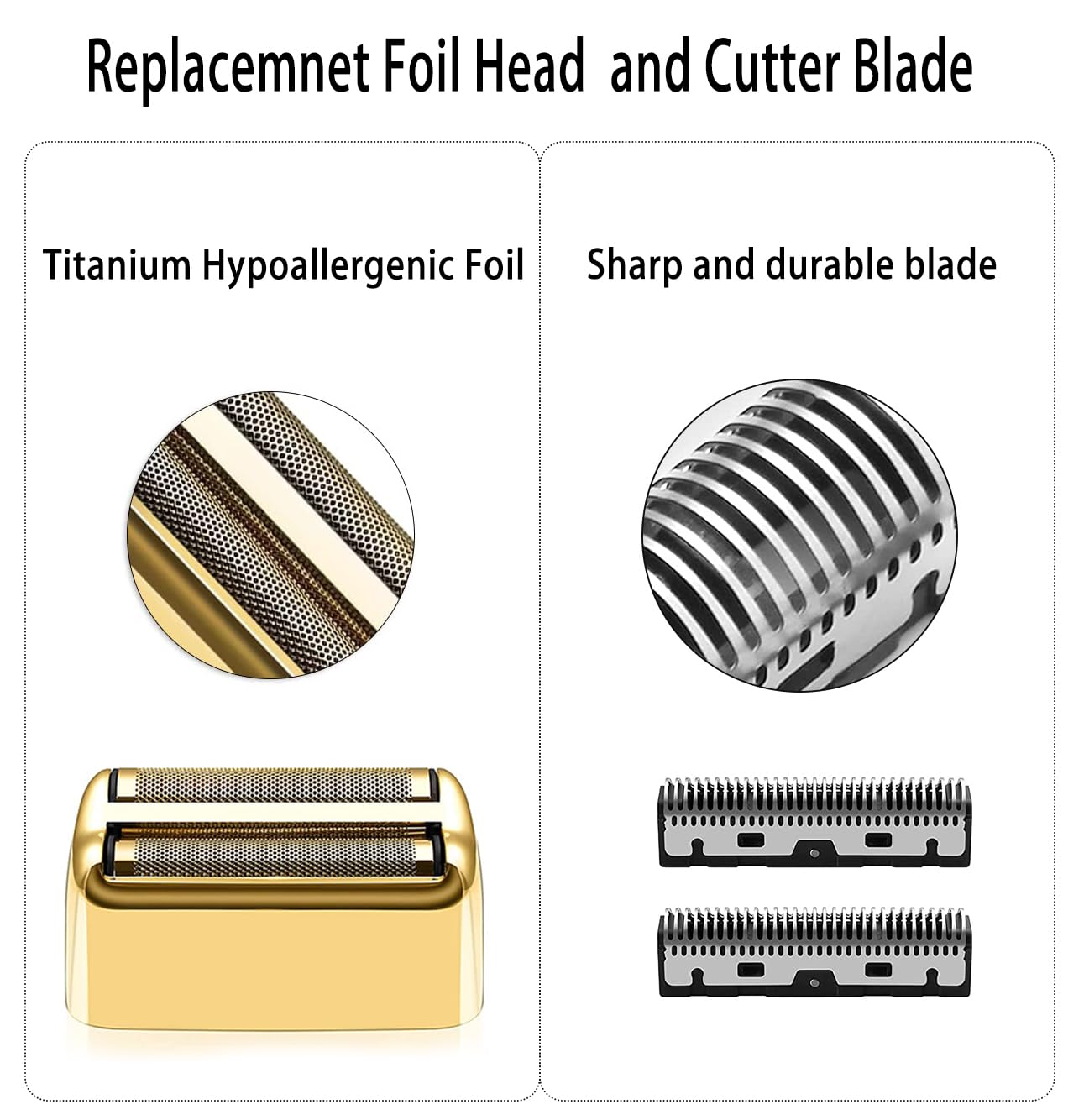 Juego de cortadores de papel de aluminio para afeitadora Babyliss Kaynway Professional Replacement emnet Cutter Blade para BaBylissPRO Barberology Metal Double Foil Shaver FX – Incluye 2 láminas, 2 cuchillas, 1 cubierta de cortador