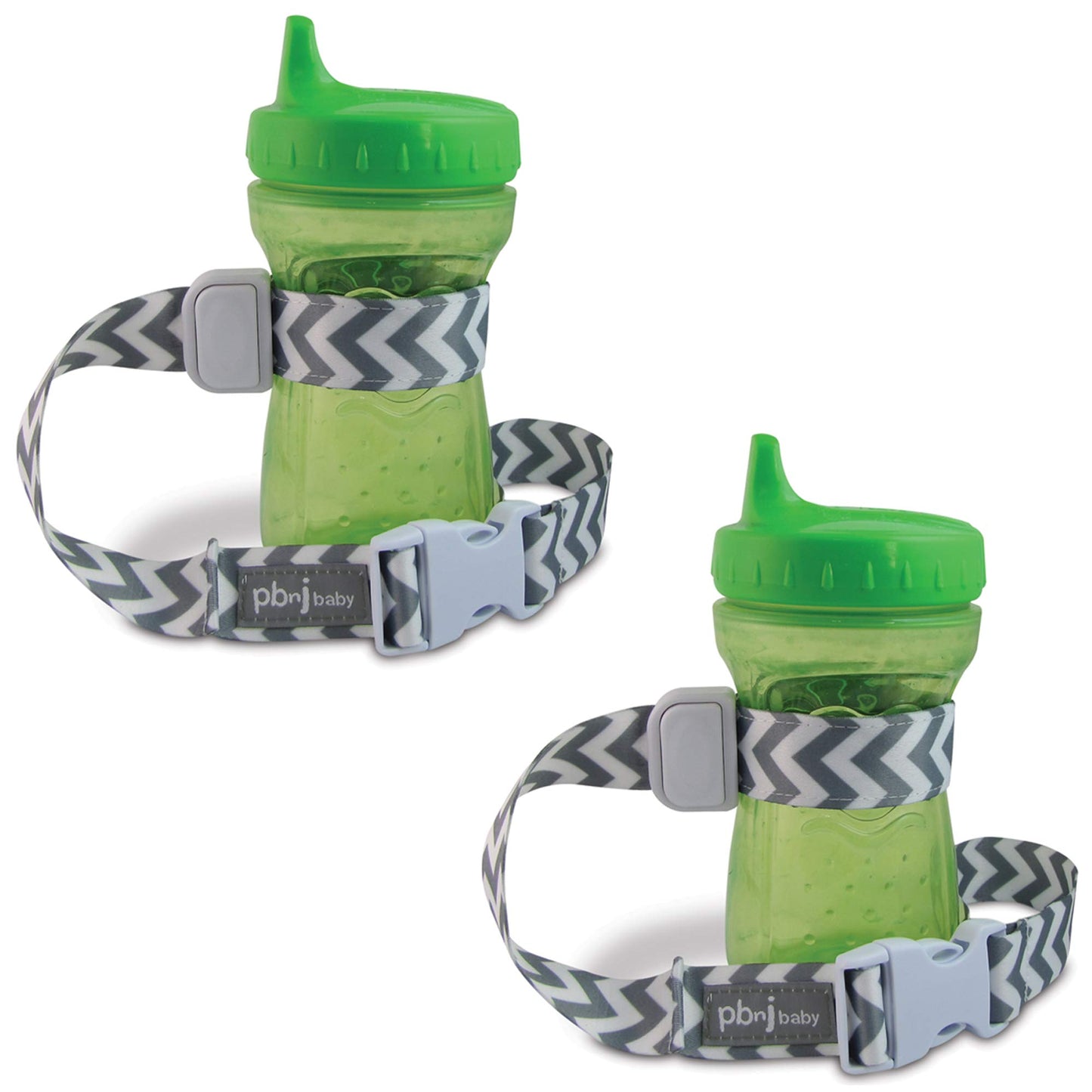 PBnJ Baby SippyPal Sippy Cup Holder Correa Correa Tether (Gris Chevron 2-Pack)