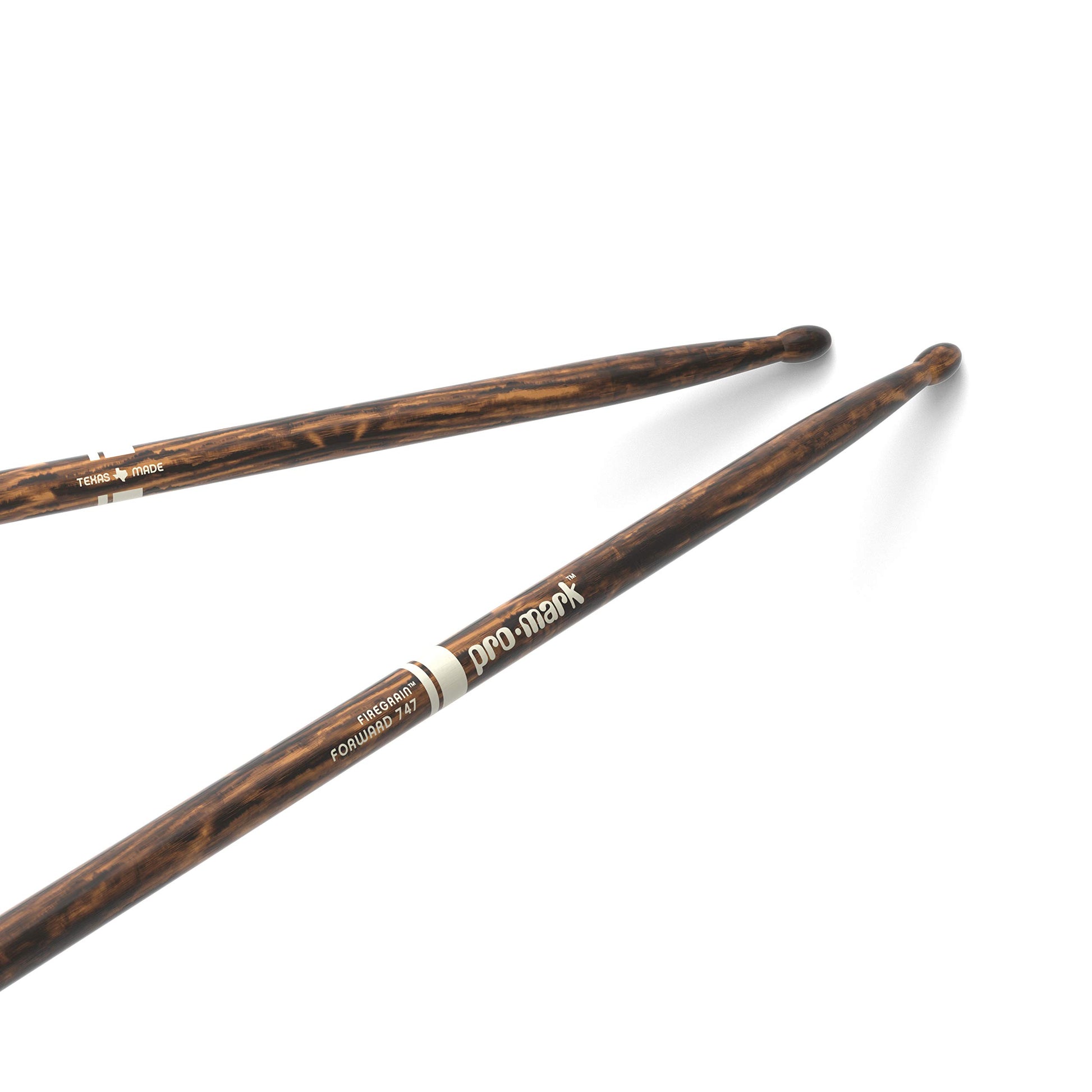 ProMark Baquetas Bateria - Classic Forward 747 Drumsticks - FireGrain - Sin exceso de vibración - Acabado de laca, Punta de madera ovalada, Madera de nogal americano - 1 par