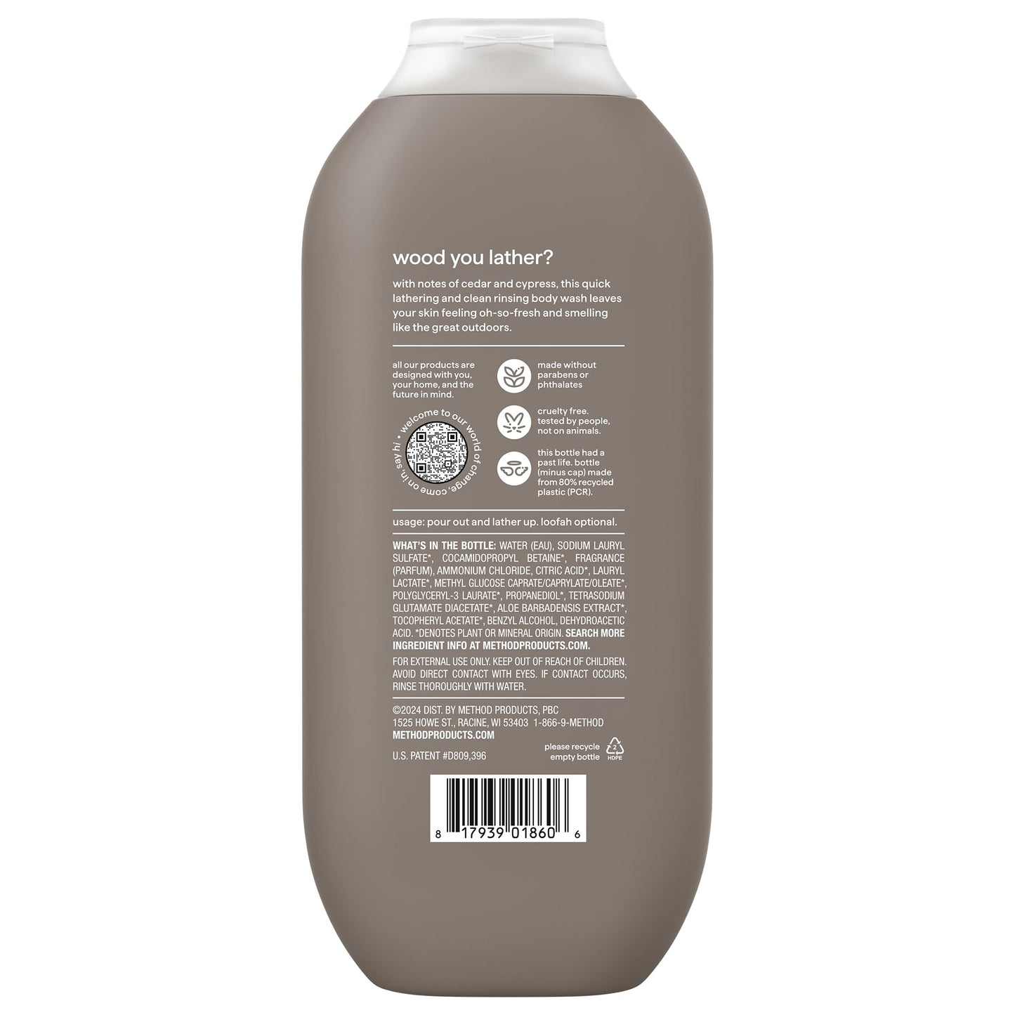 Method - Hombre Body Wash Cedar + Cypress - 18 la Florida. onza.