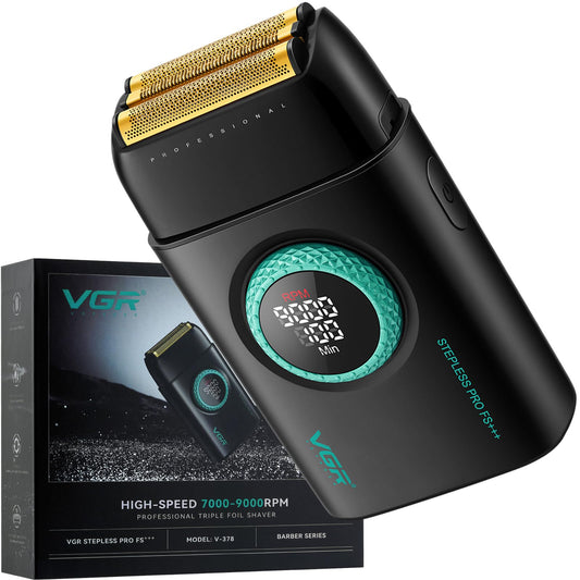 Afeitadora Eléctrica VGR-378 Negro Triple Hoja Flotante para Hombre