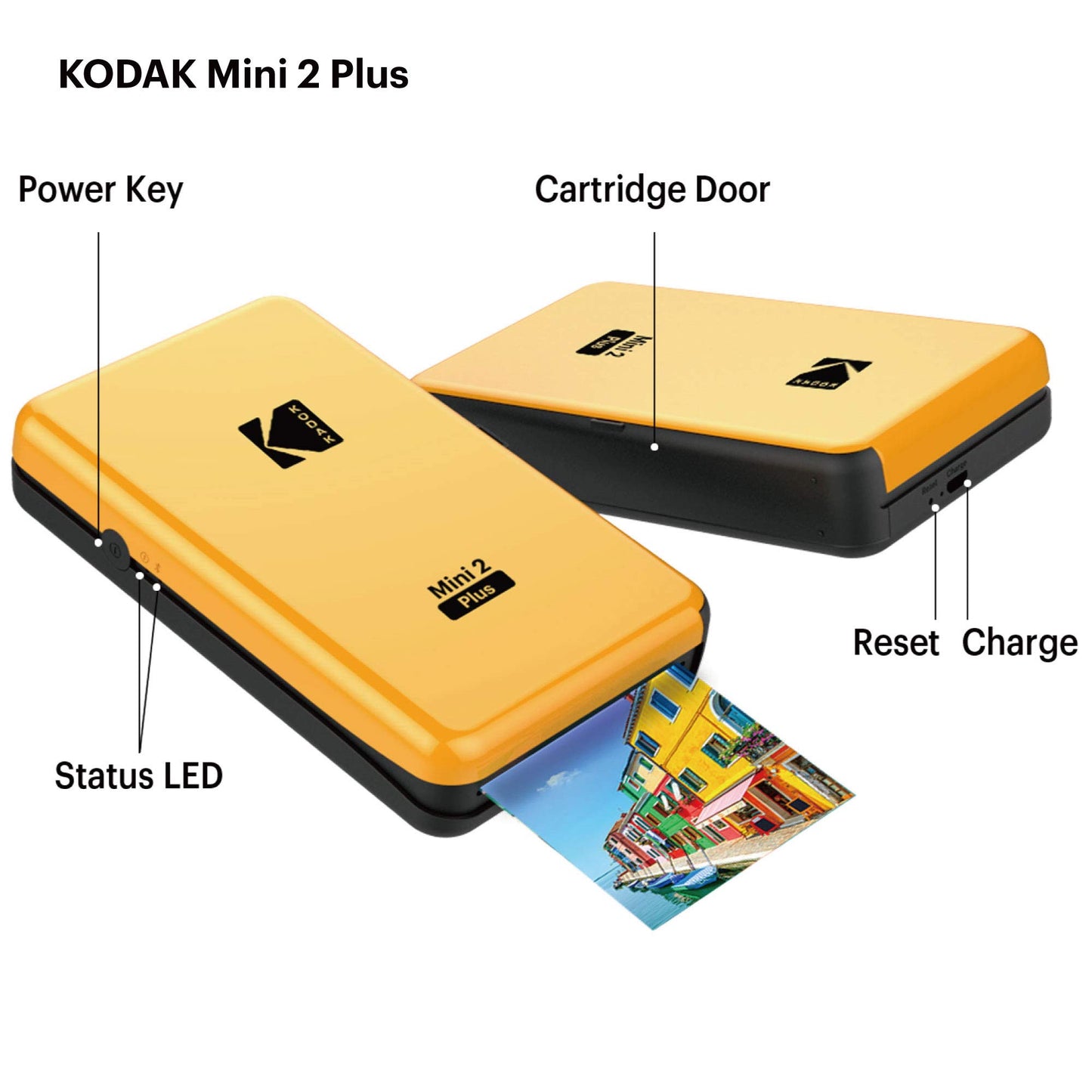 Kodak Mini 2 Plus Impresora Fotográfica Inalámbrica Portátil,Tecnología 4Pass y Proceso de Laminación, Calidad Premium – Amarillo