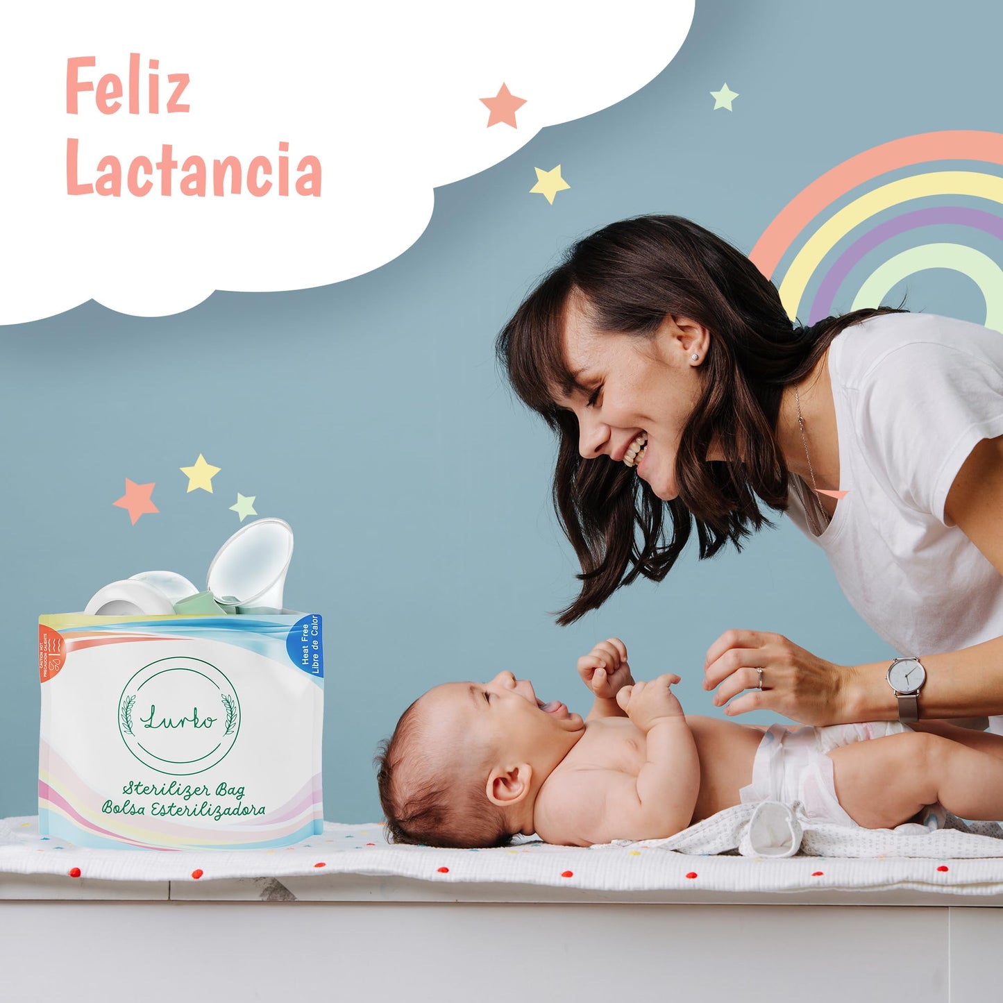 Lurko Esterilizador de Biberones para Accesorios de Extracción de Leche Materna Bolsas Esterilizadoras 6 Piezas Reutilizables Hasta 20 Ocasiones Libres de BPA