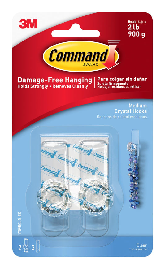 Command - Gancho de vidrio, Mediano, 2 ganchos, Multicolor