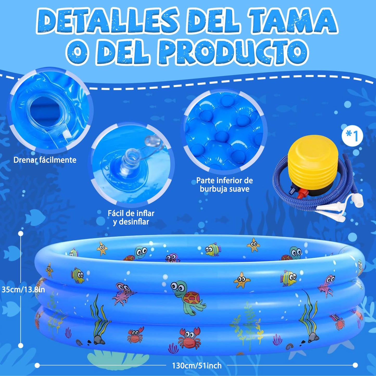 Alberca Inflable Sugarzoon Azul con 3 Niveles para Niños y Adultos