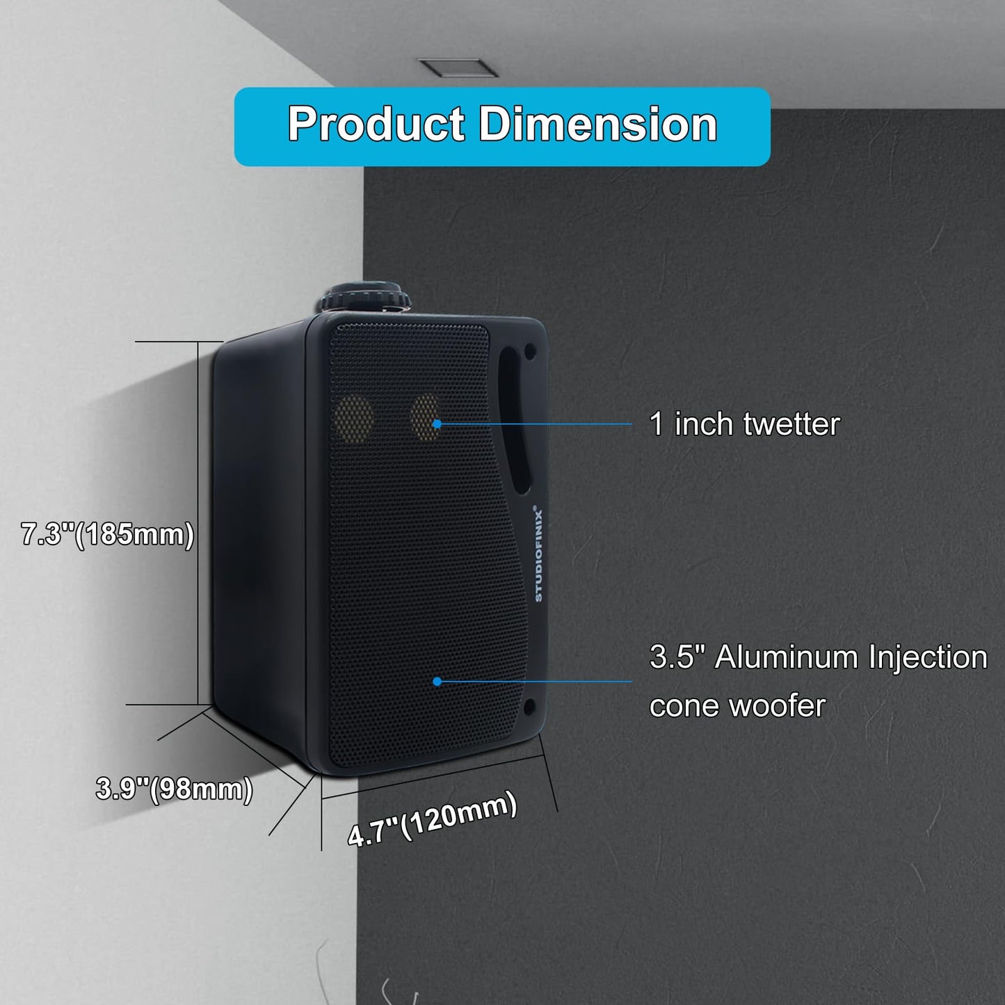 STUDIOFINIX - Altavoces pasivos para exteriores, 3.5 pulgadas, 3 vías, 200 W, impermeables, montaje en pared, ideal para hogar, barco, piscina, patio, uso en interiores y exteriores
