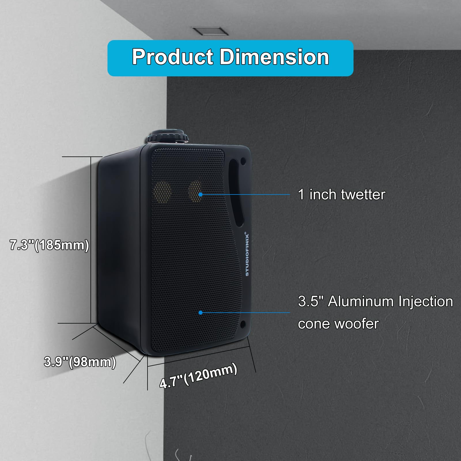 STUDIOFINIX - Altavoces pasivos para exteriores, 3.5 pulgadas, 3 vías, 200 W, impermeables, montaje en pared, ideal para hogar, barco, piscina, patio, uso en interiores y exteriores