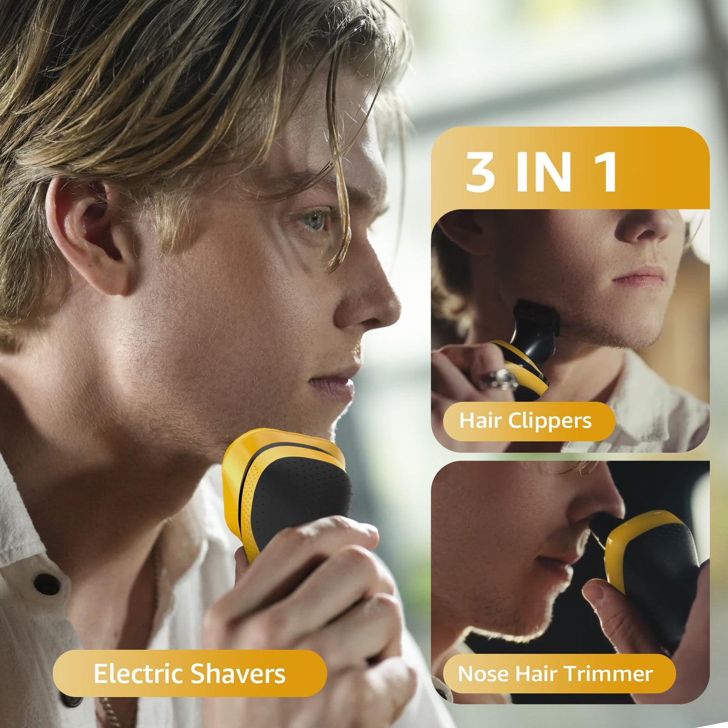 Afeitadora eléctrica para hombre, rategist, recargable, para hombre, impermeable, para secar en húmedo, sin cables, velocidades ajustables, con recortadora de pelo de nariz, recortadora de patillas
