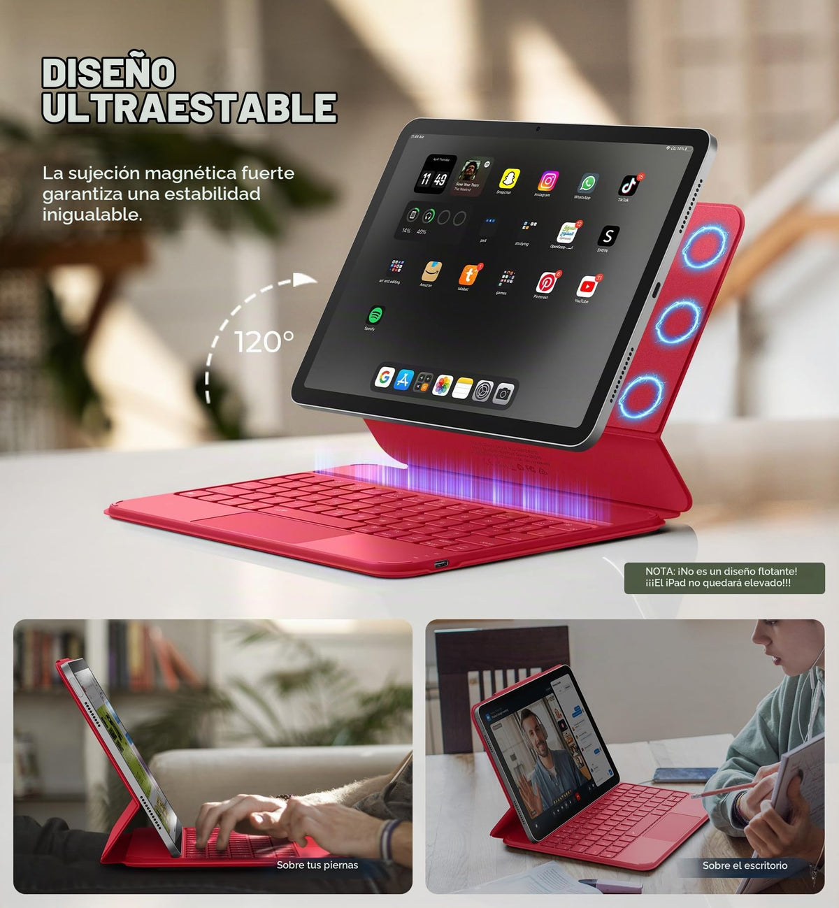 Funda con Teclado Dexnor iPad Air 11 Pulgadas Negra Ultrafina con Trackpad Desmontable